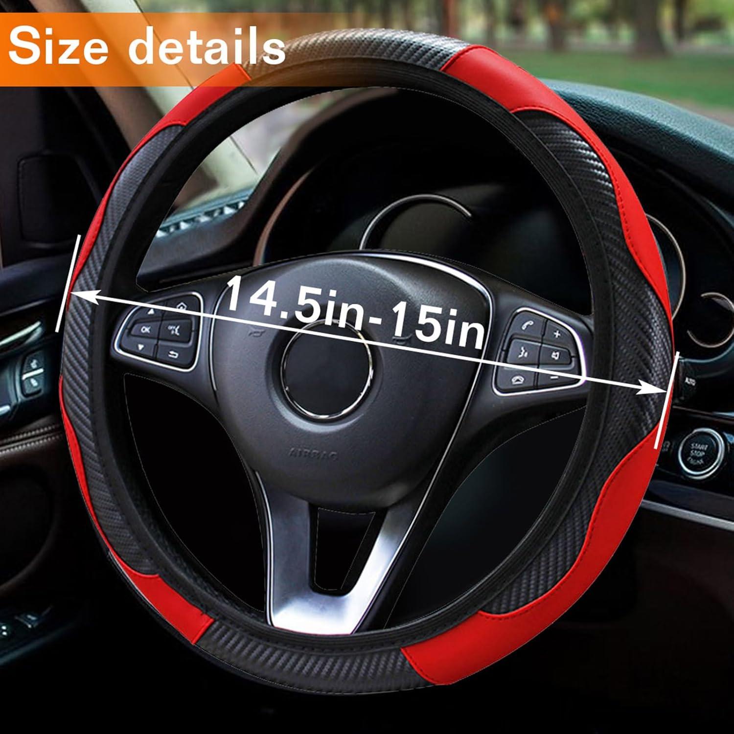 Funda de Volante Piburth 37-38cm Cuero Sintético Rojo