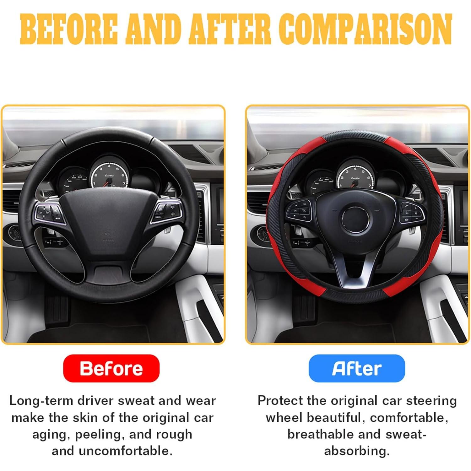 Funda de Volante Piburth 37-38cm Cuero Sintético Rojo