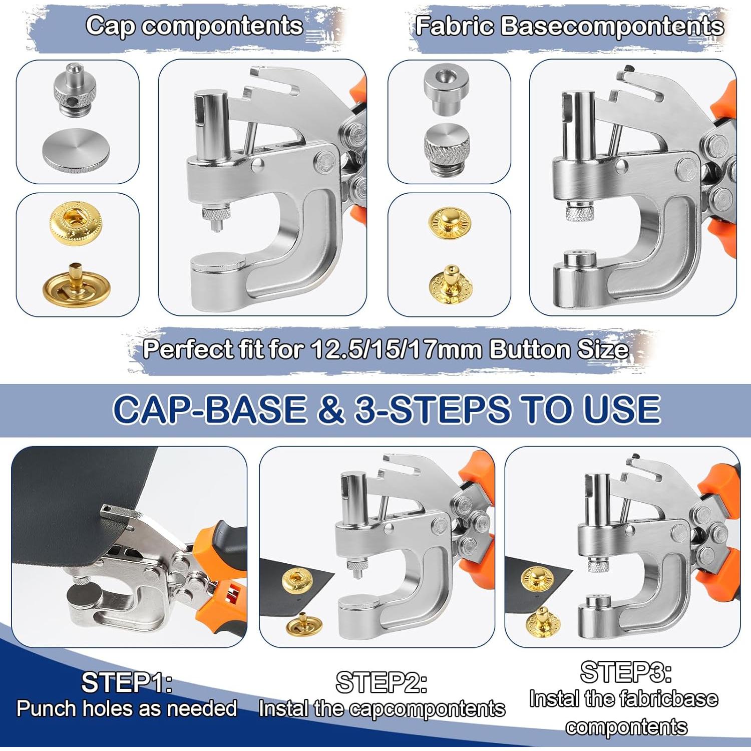 Kit de Botones a Presión BISUOSHI con Alicates y 90 Piezas
