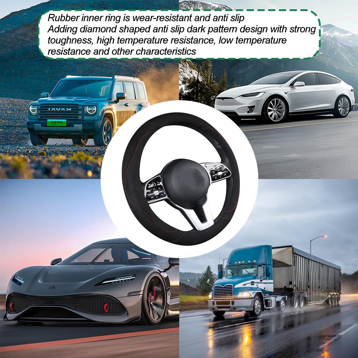 Cubierta de Volante HZEL Suede Antideslizante Universal 39cm