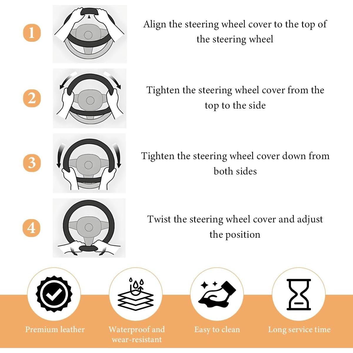 Cubierta de Volante MUQIDA Brillante 38.1 cm Cuero Antideslizante