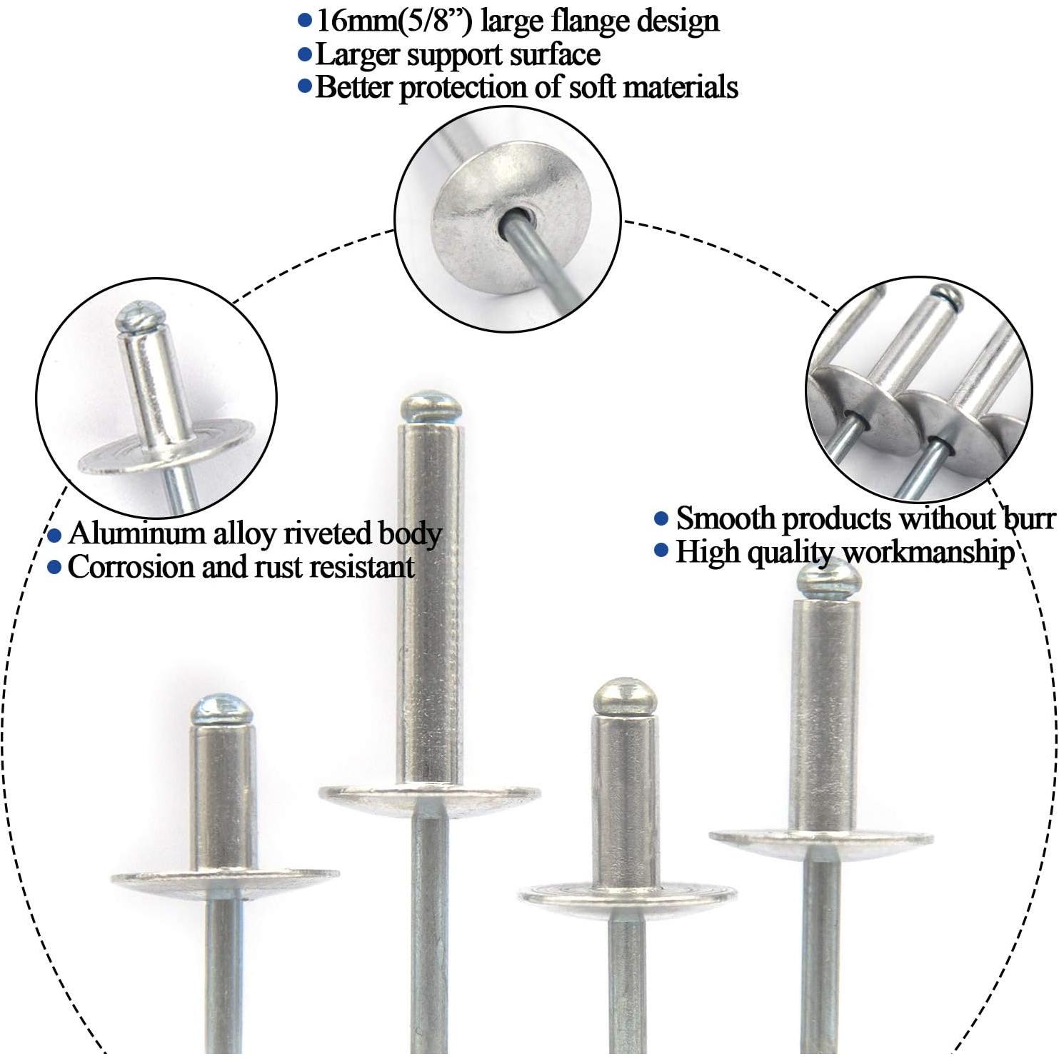 60 Remaches Ciegos de Brida Grande ALLOYPRO 3/16" x 5/8"