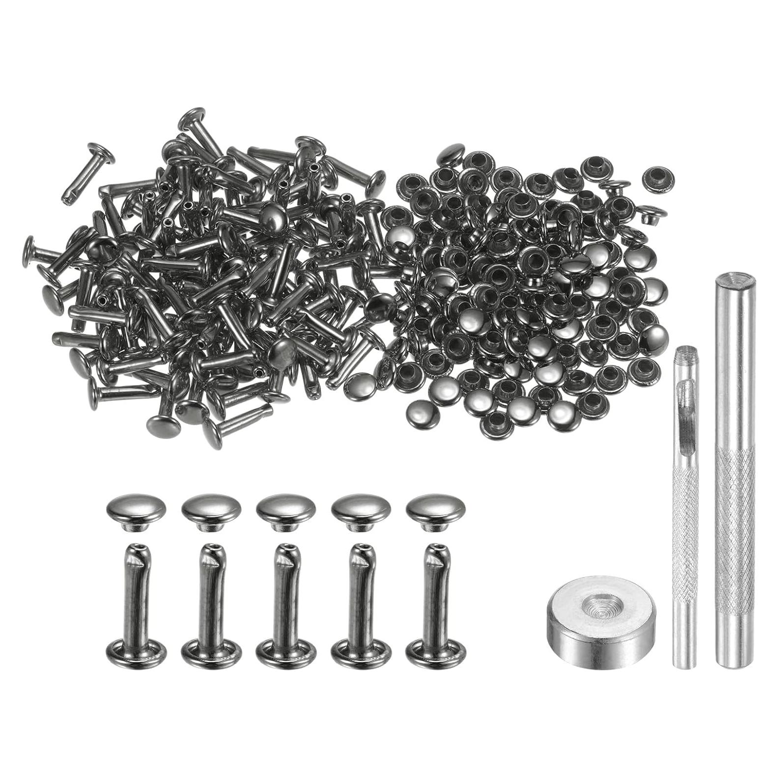 Remaches de Cuero HARFINGTON 100 Juegos 6mm x 12mm Gunmetal