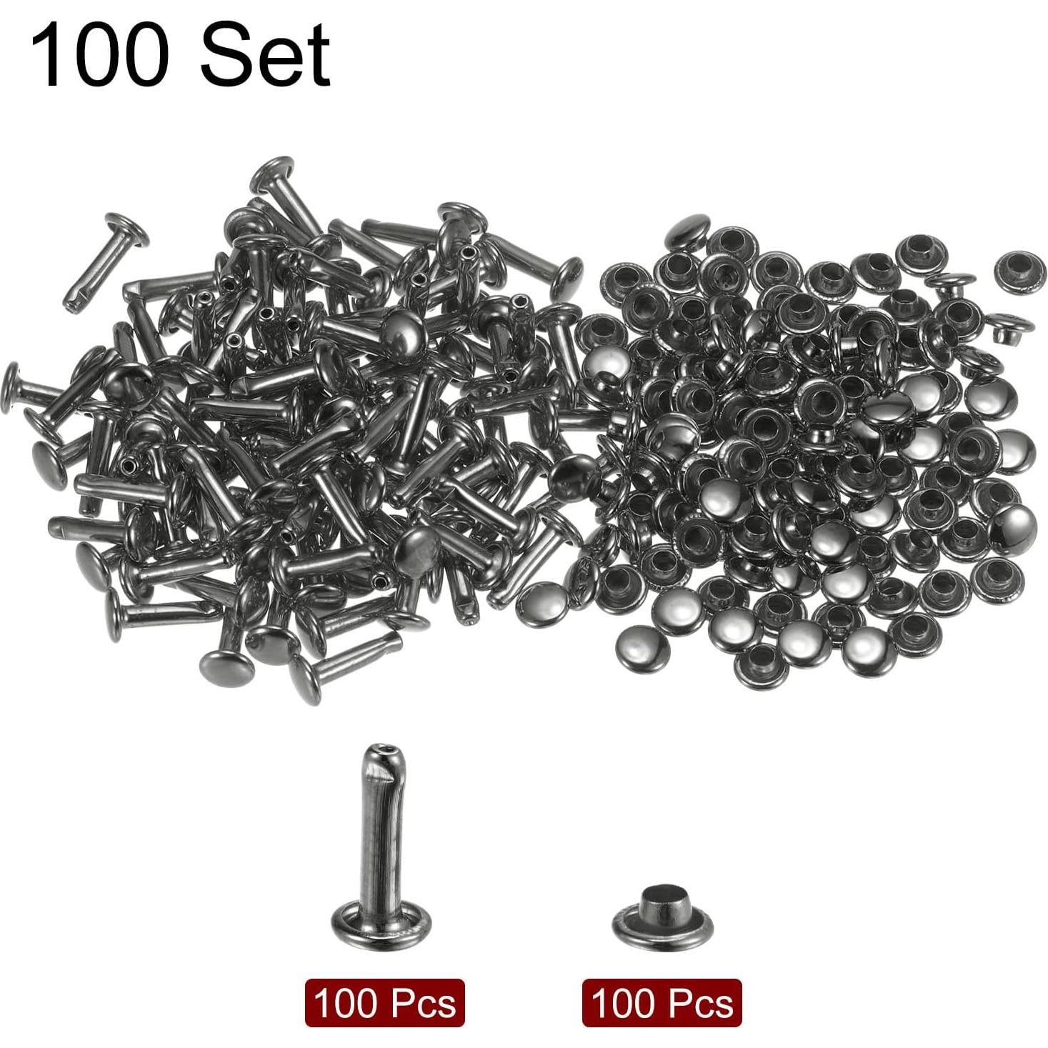 Remaches de Cuero HARFINGTON 100 Juegos 6mm x 12mm Gunmetal