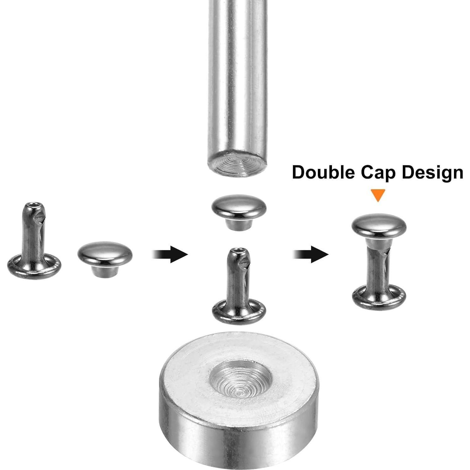 Remaches de Cuero HARFINGTON 100 Juegos 6mm x 12mm Gunmetal