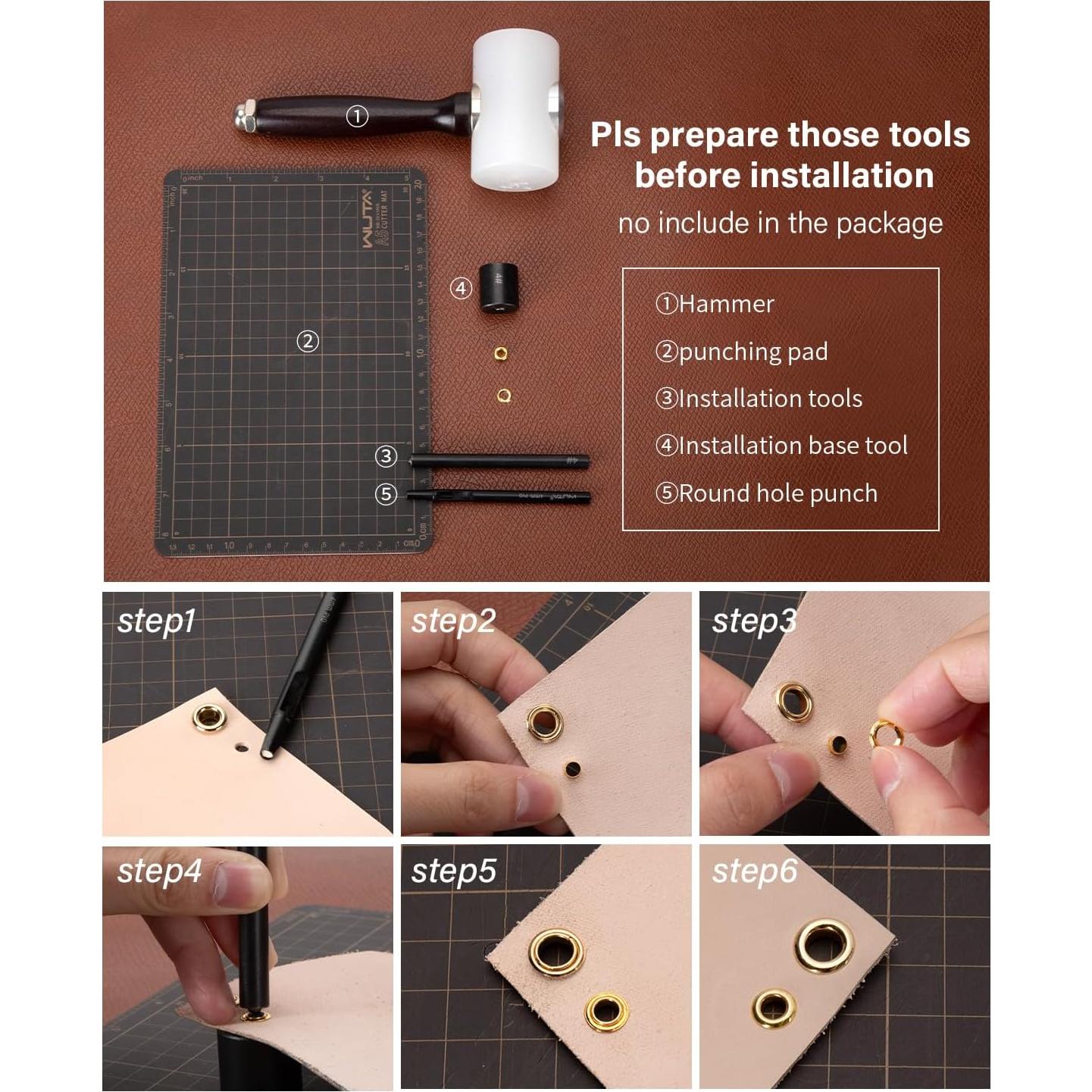 Herramienta de Instalación de Ojetes WUTA 3mm - Kit de Acero