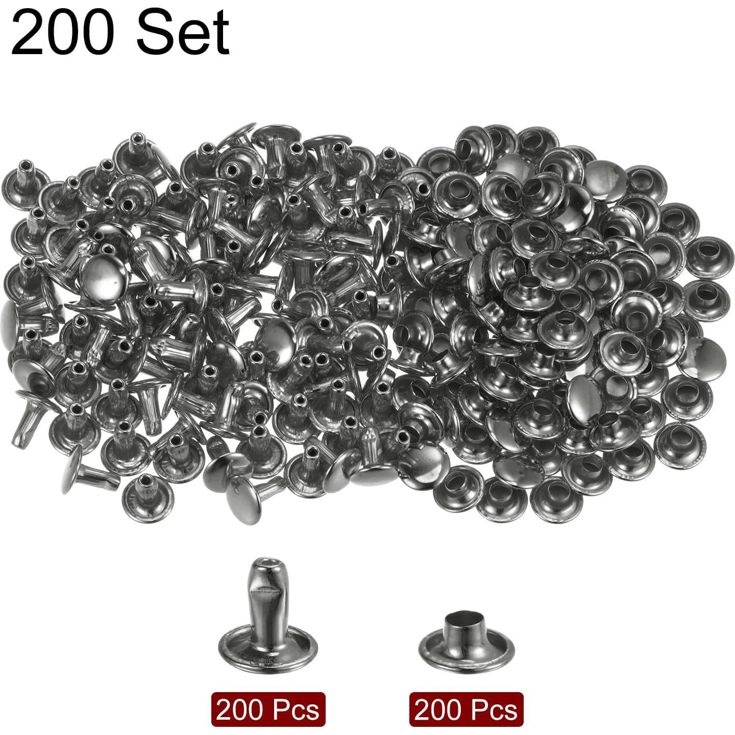 Kit de Remaches de Cuero HARFINGTON 200 Unidades 8mm Metal Gunmetal
