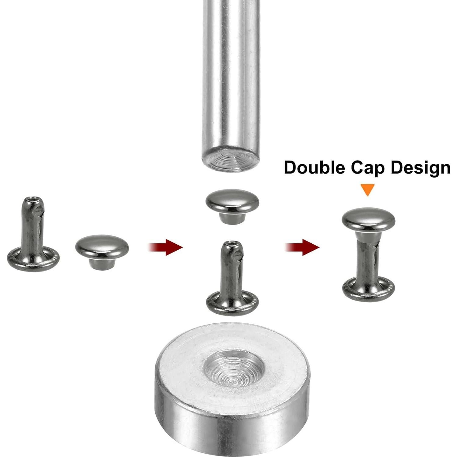 Kit de Remaches de Cuero HARFINGTON 200 Unidades 8mm Metal Gunmetal