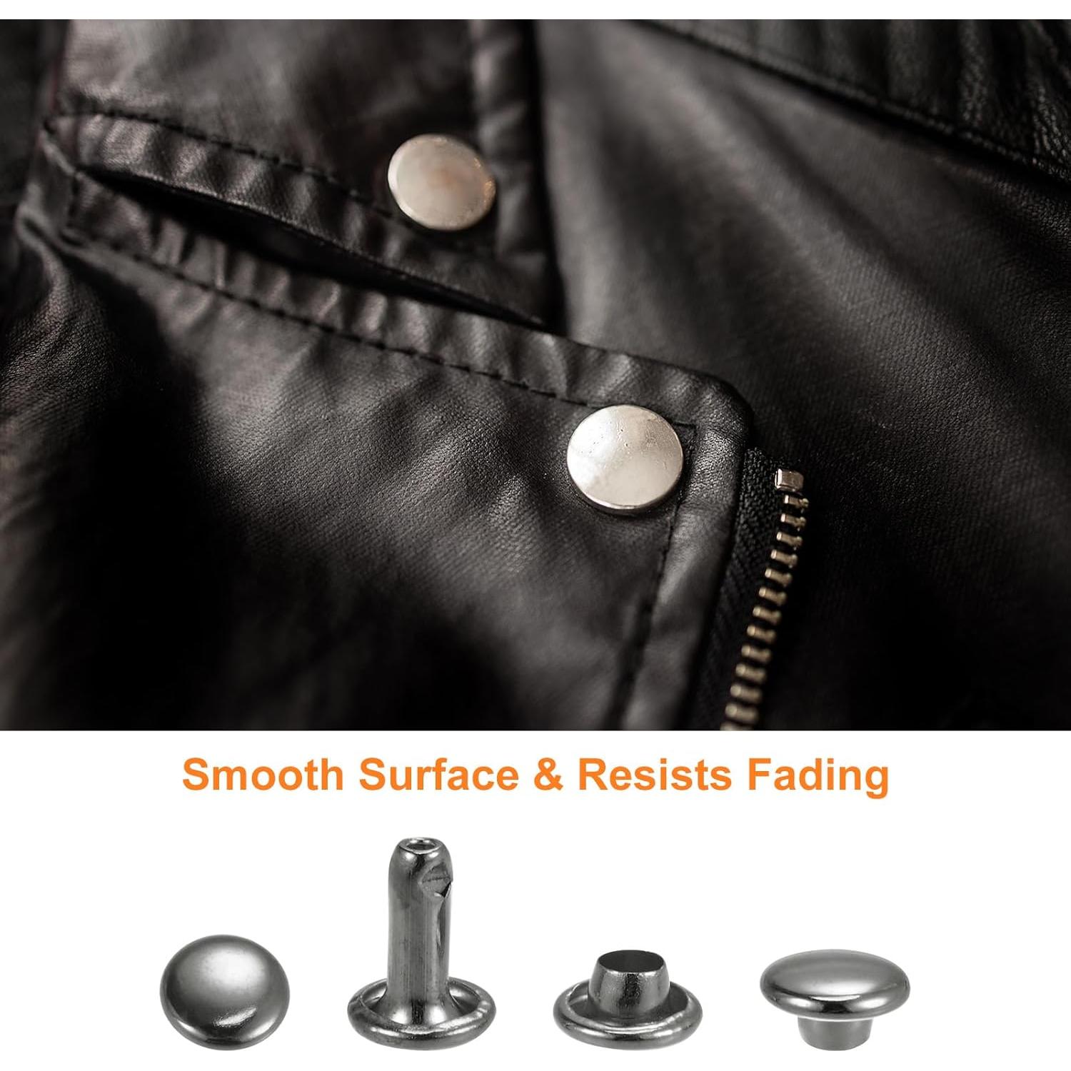 Kit de Remaches de Cuero HARFINGTON 200 Unidades 8mm Metal Gunmetal