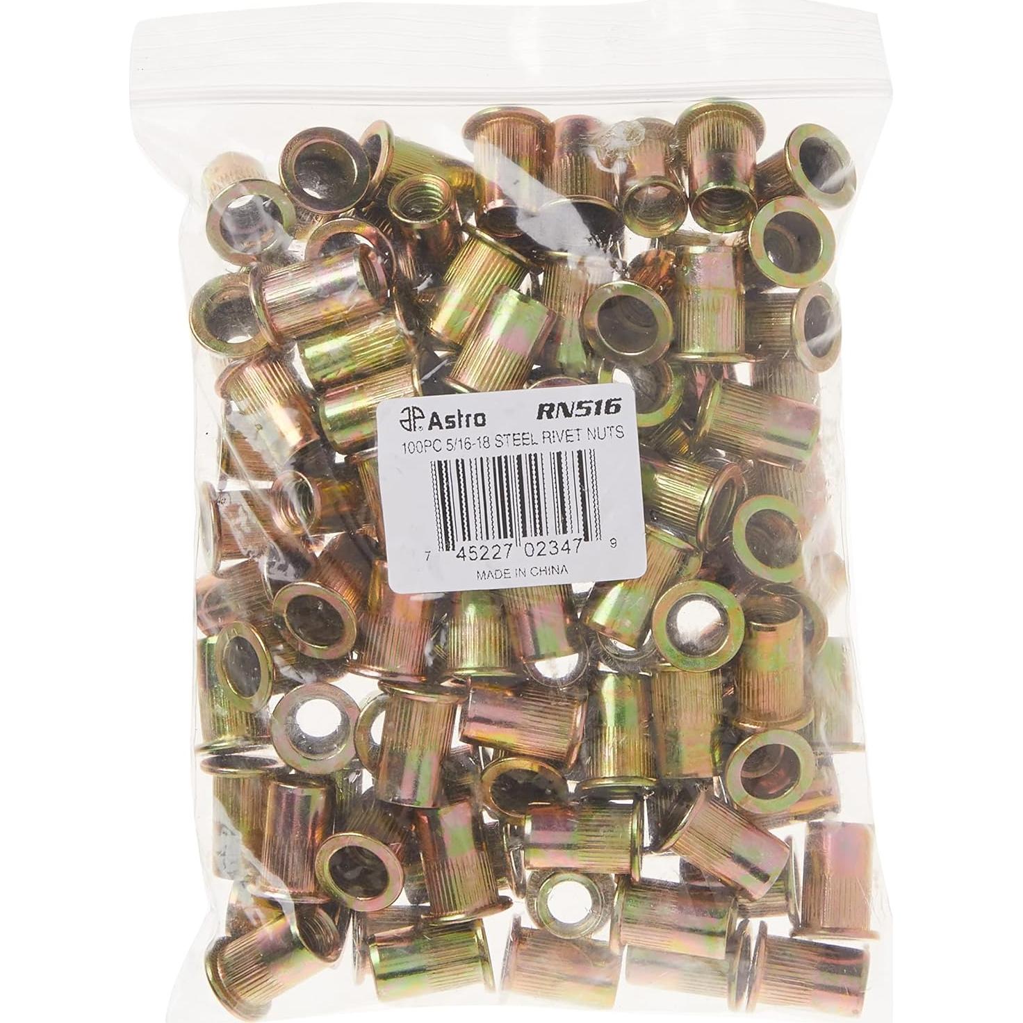 Tuercas Remachadas de Acero 100 Piezas Astro RN516