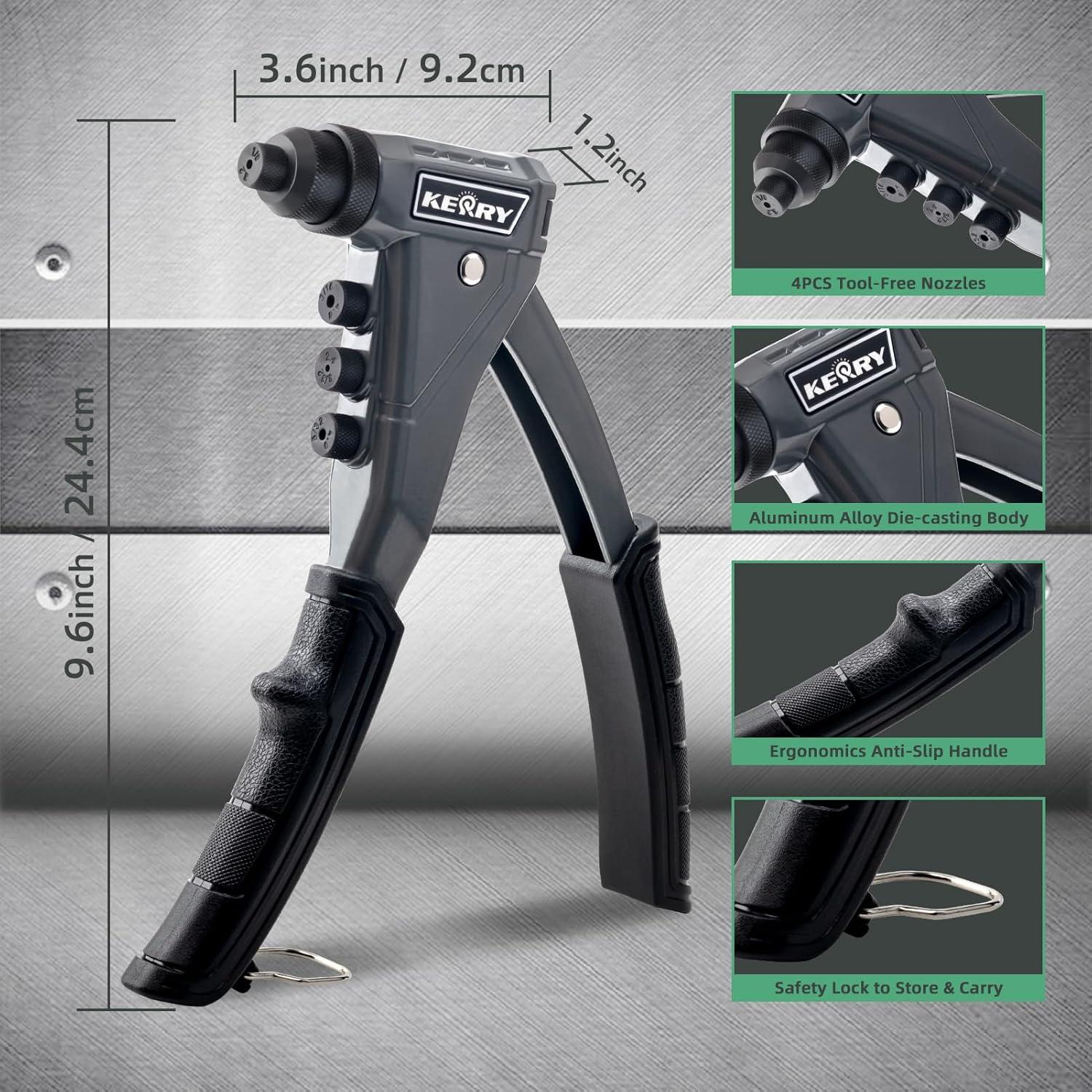 Pistola de Remaches Kerry R-9, Manual, 200 Remaches, 4 Cabezas