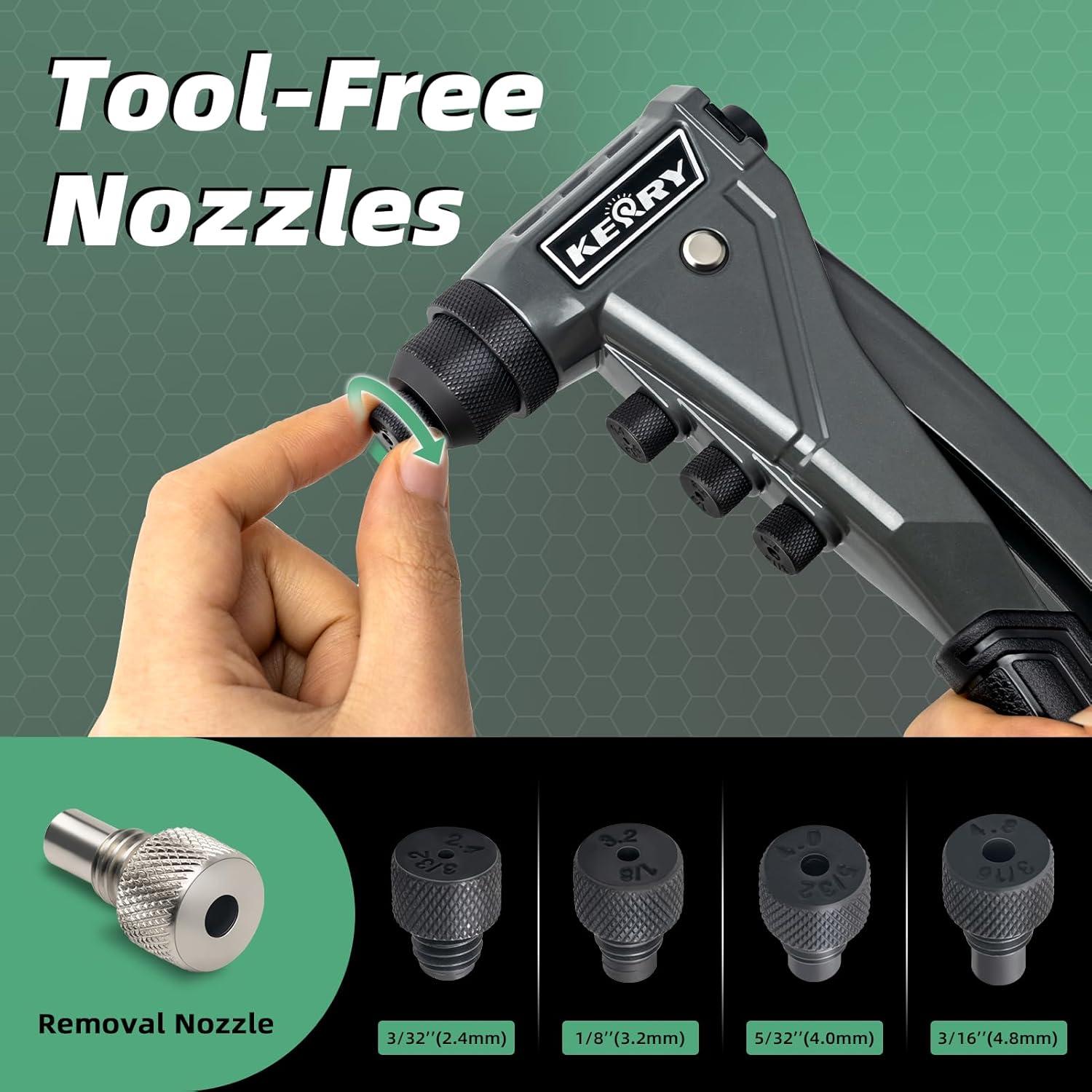 Pistola de Remaches Kerry R-9, Manual, 200 Remaches, 4 Cabezas