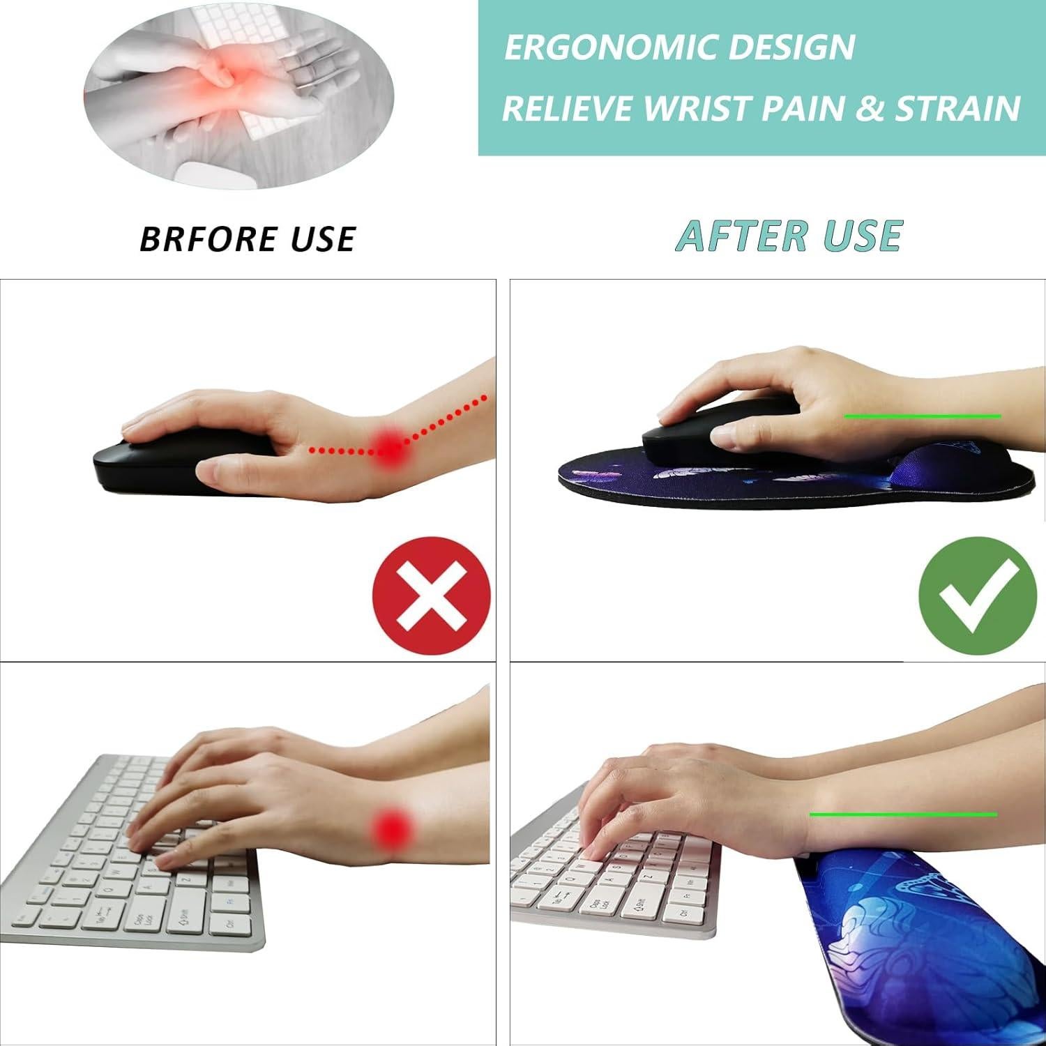 Set de Reposamuñecas Ergonómico LIZPARE - 3 Piezas Mariposa