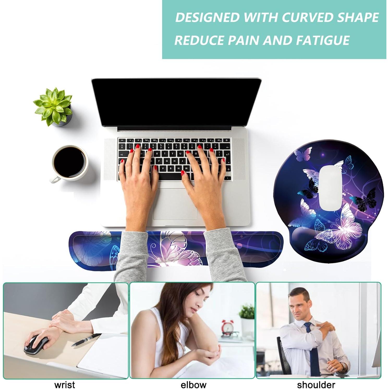 Set de Reposamuñecas Ergonómico LIZPARE - 3 Piezas Mariposa