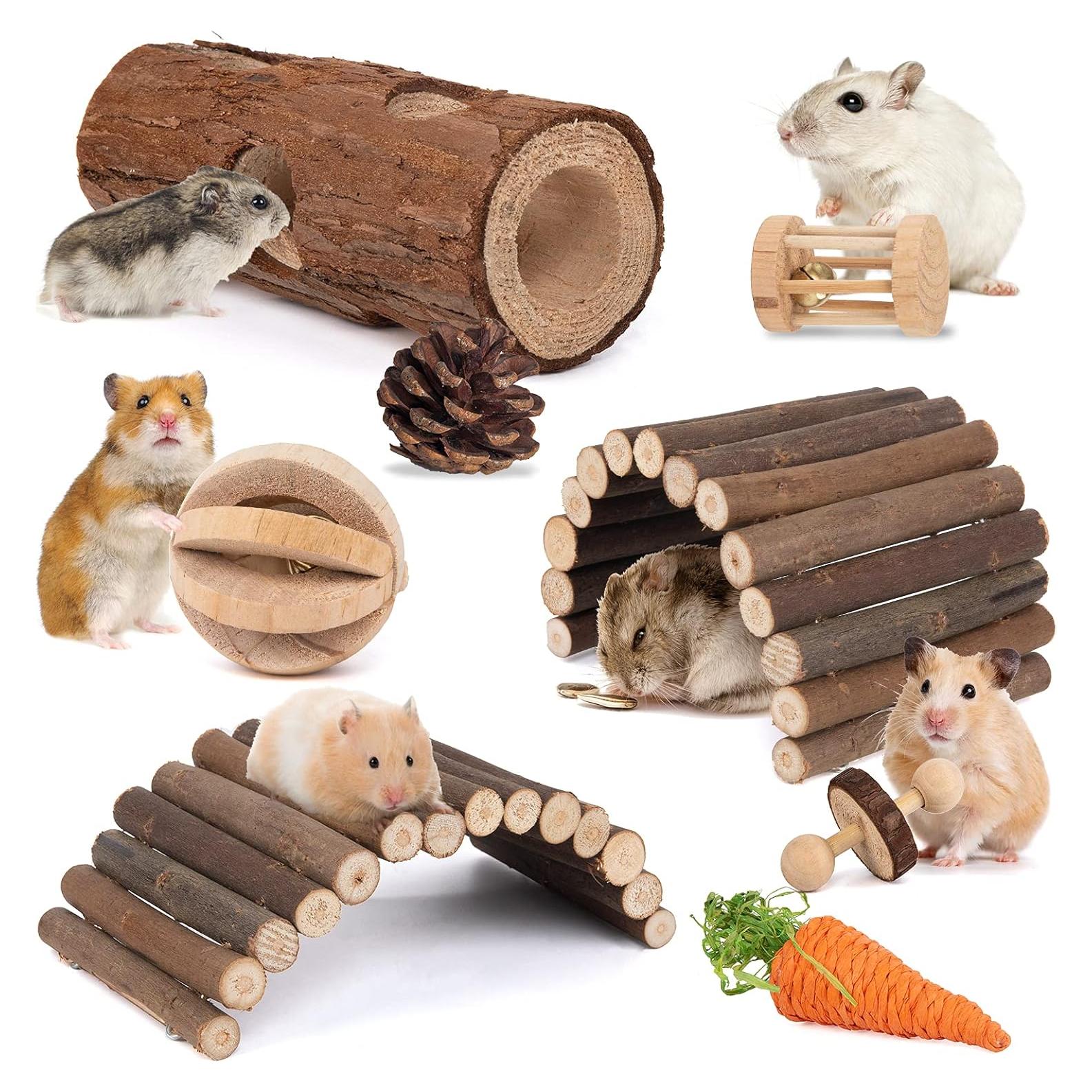 Kit de Juguetes Masticables para Hámster Sofier - Natural y Seguro