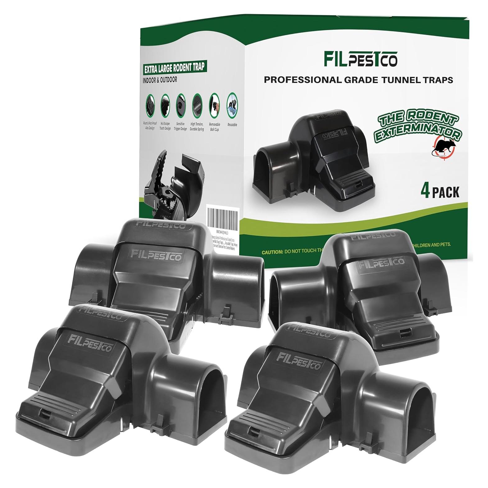 Trampa para Ratas Filpestco Extra Grande Reutilizable 4 Pcs