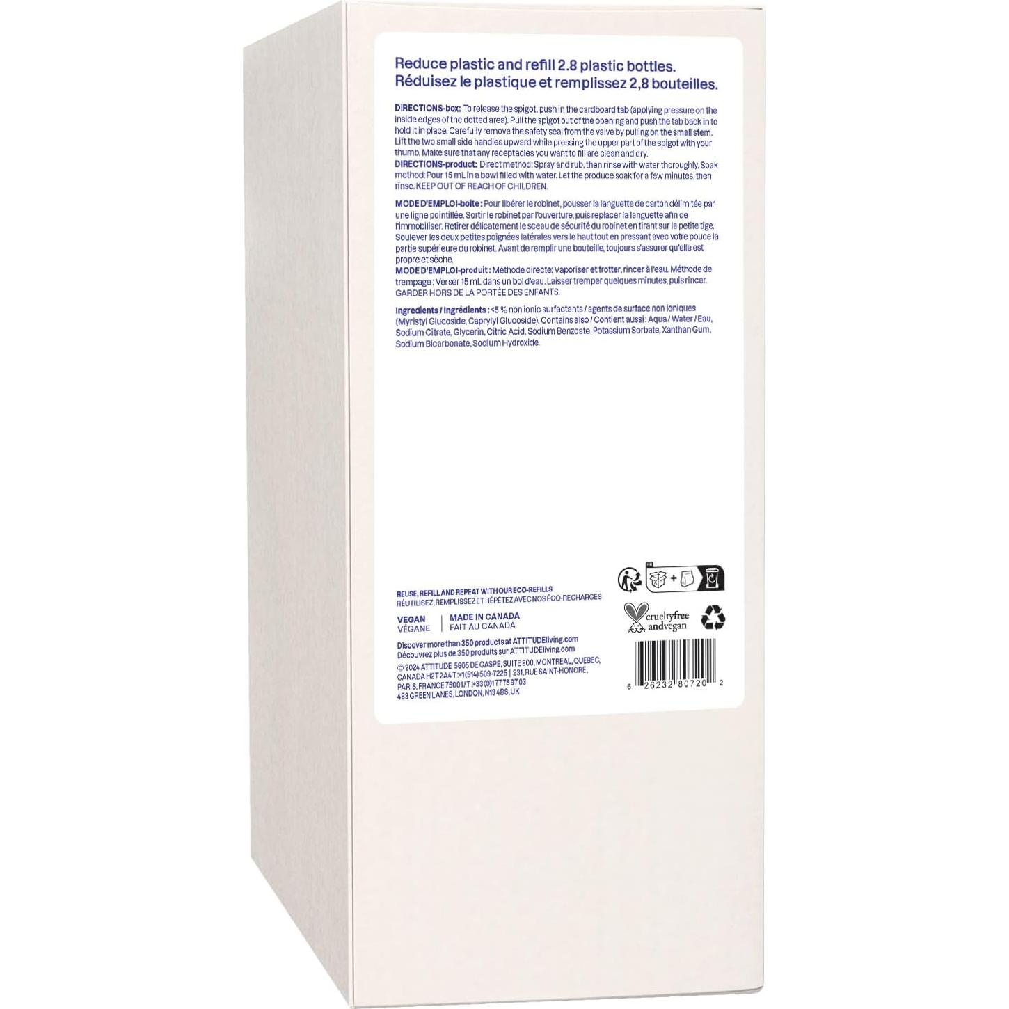 Limpiador de Frutas y Verduras ATTITUDE 1.99 L Vegano