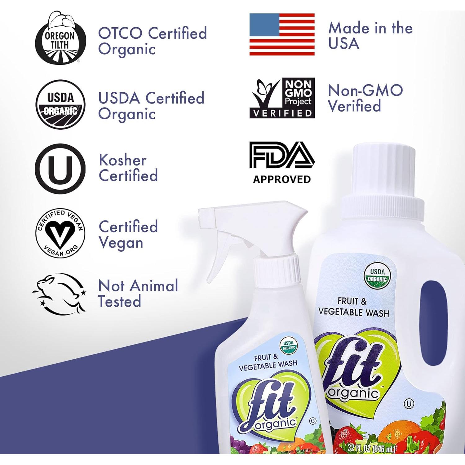 Fit Organic Lavado de Frutas y Verduras 0.95 L Orgánico Kosher