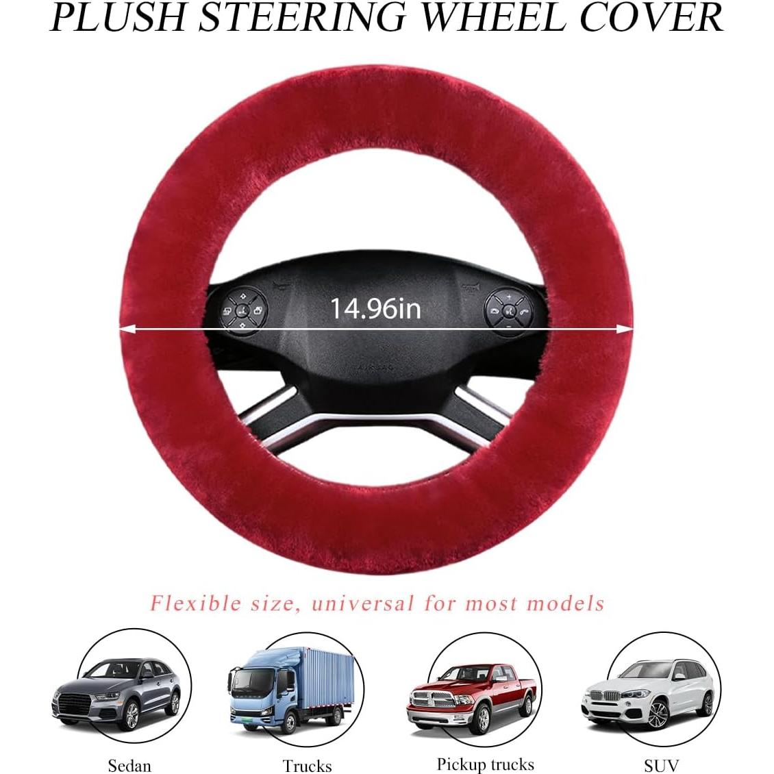 Cubierta de Volante Fuzzy NYTKL 38.1 cm Rojo Vino Antideslizante