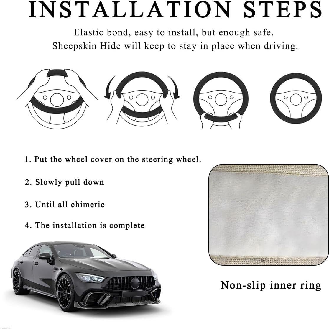 Cubierta de Volante Fuzzy NYTKL 38.1 cm Rojo Vino Antideslizante