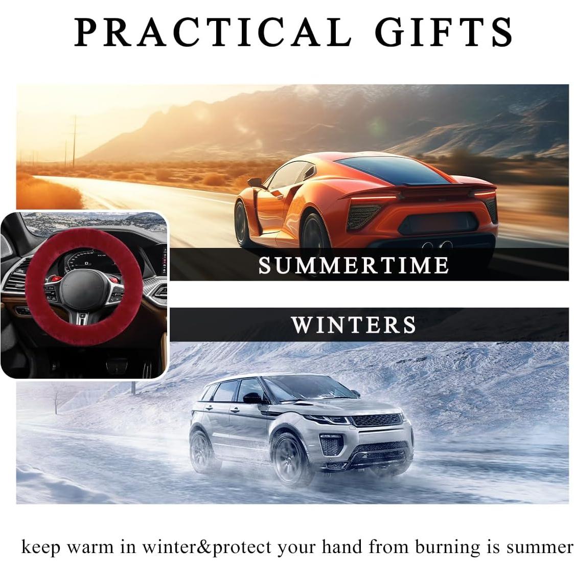 Cubierta de Volante Fuzzy NYTKL 38.1 cm Rojo Vino Antideslizante