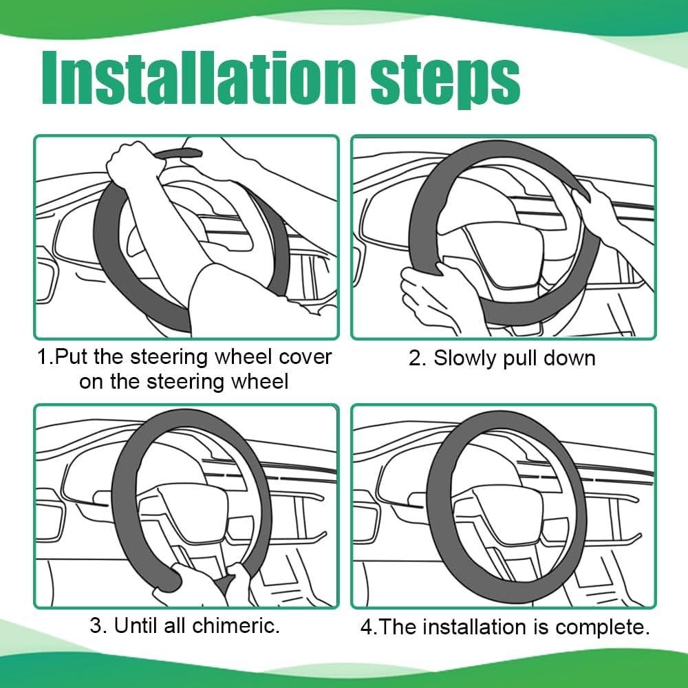 Cubierta de Volante de Coche Peluda QZTYTY 37-38 cm Gris