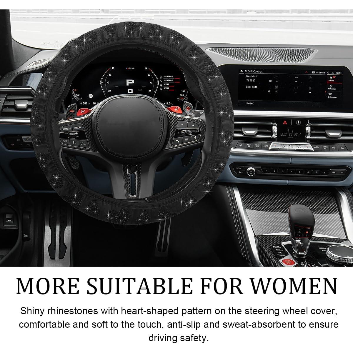 Funda de Volante Antideslizante Povtii 38.1 cm Negra