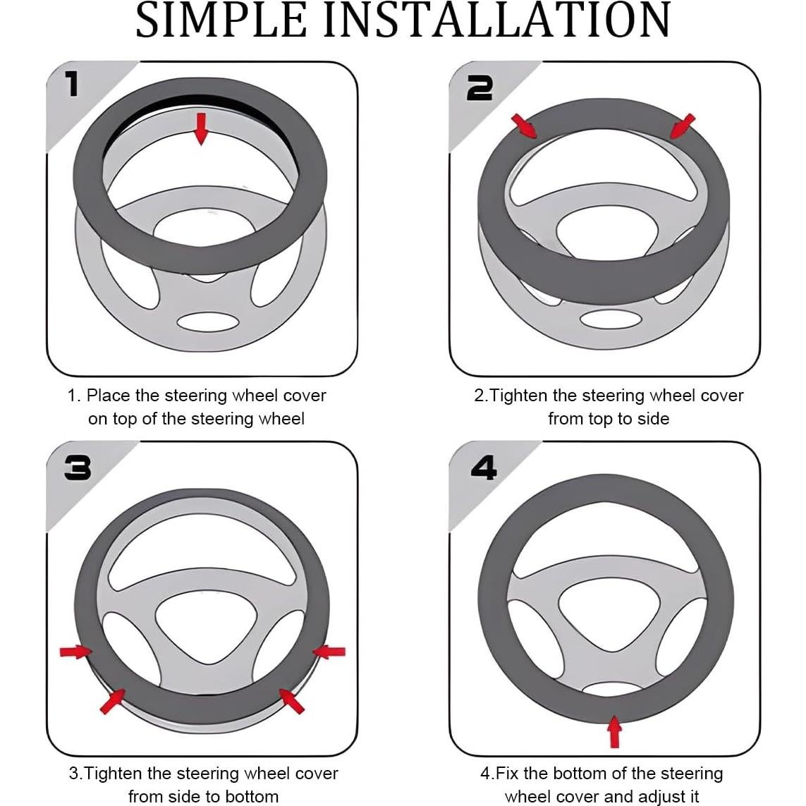 Funda de Volante Antideslizante Povtii 38.1 cm Negra