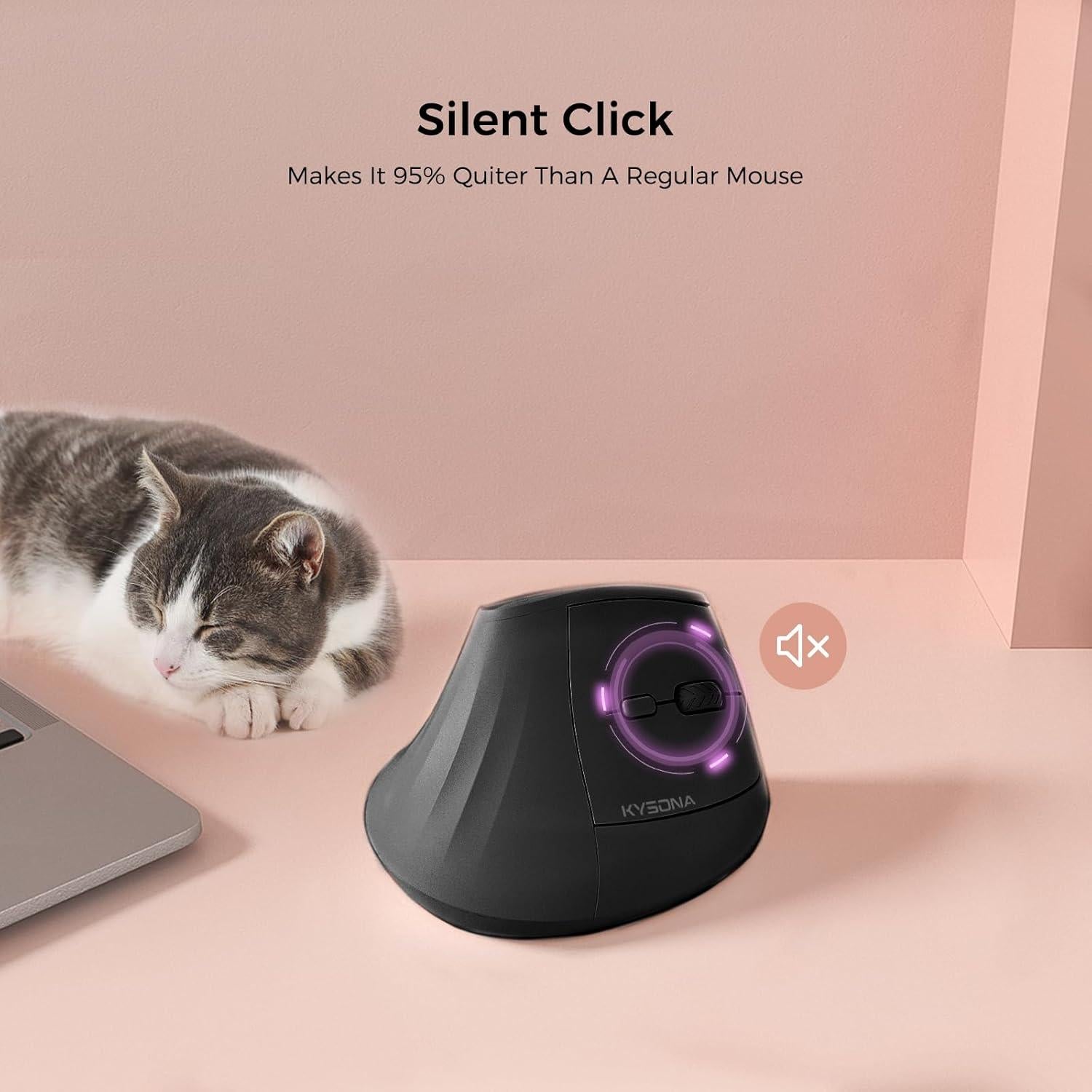 Ratón Vertical Inalámbrico Ergonómico Kysona EM9 Negro