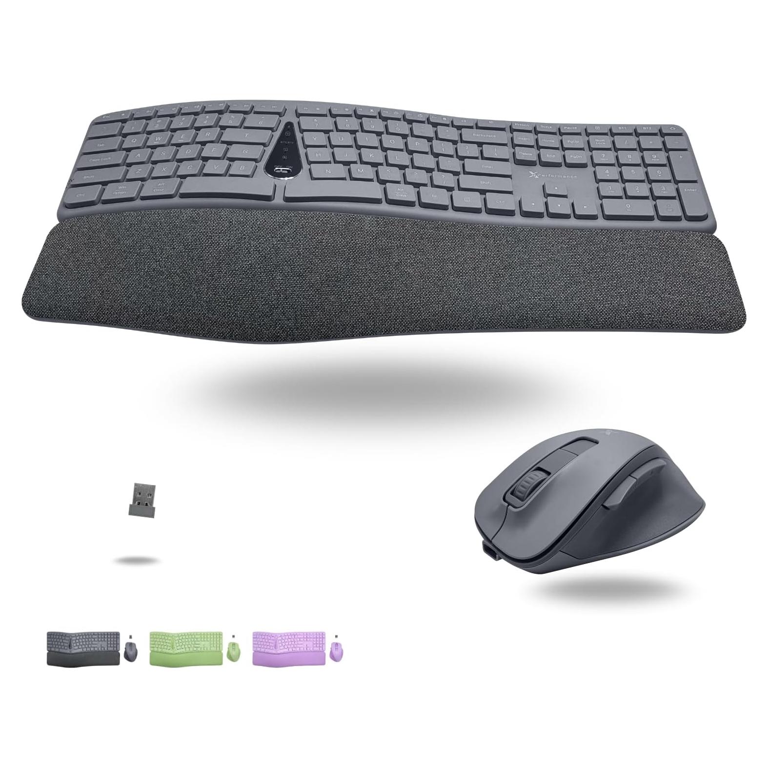 Combo Teclado y Ratón Inalámbrico Ergonómico X9 Gris