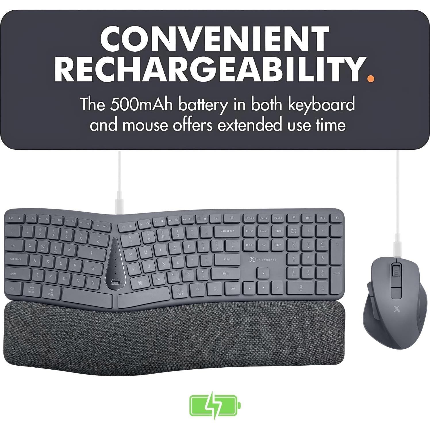Combo Teclado y Ratón Inalámbrico Ergonómico X9 Gris