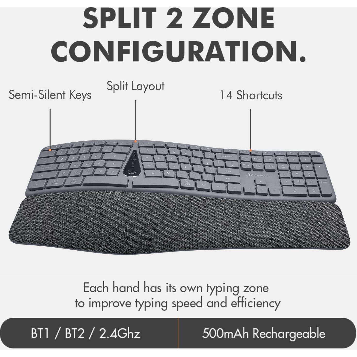 Combo Teclado y Ratón Inalámbrico Ergonómico X9 Gris