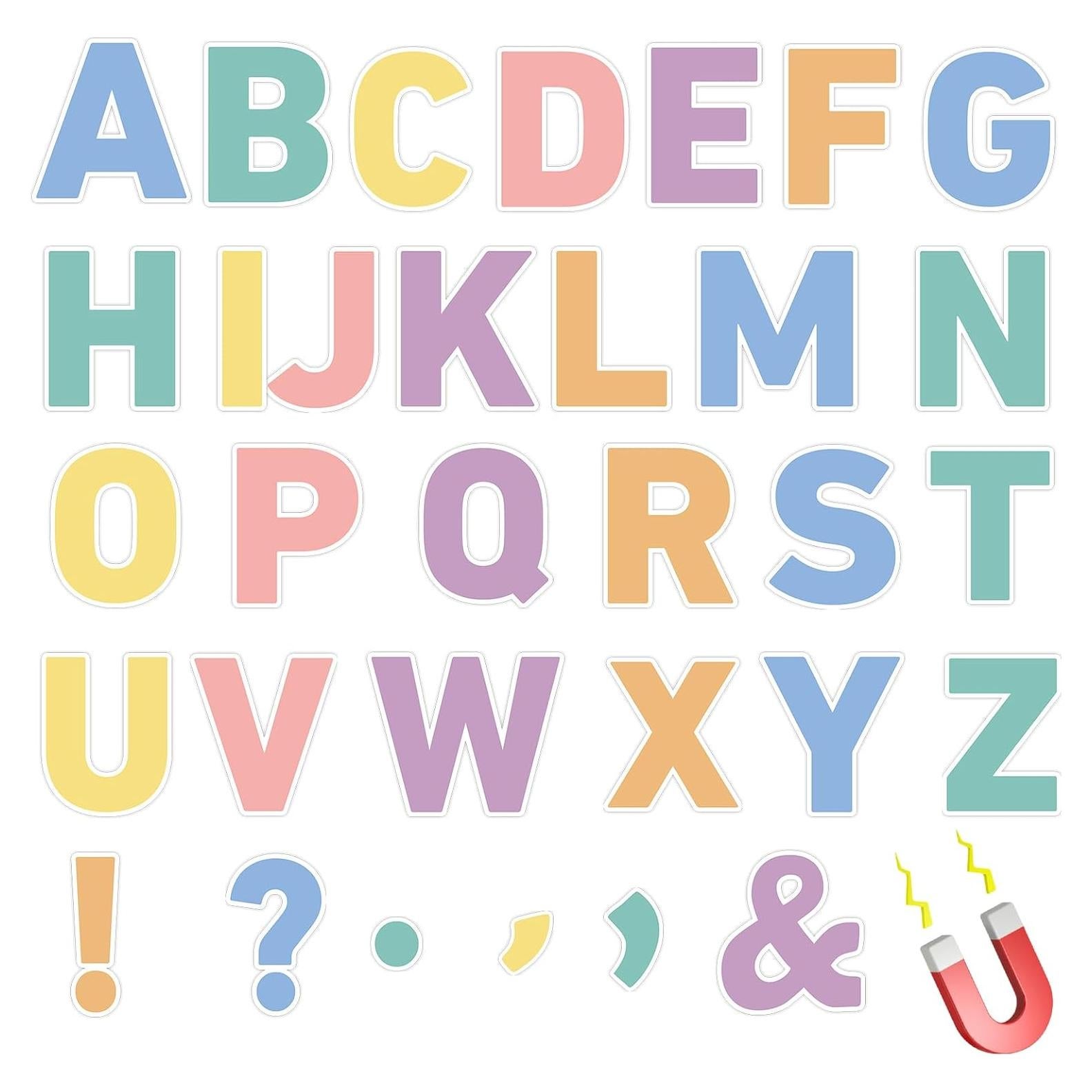 Letras Magnéticas Coloridas Qyeahkj 103 Pcs 5 cm Arcoíris Pastel