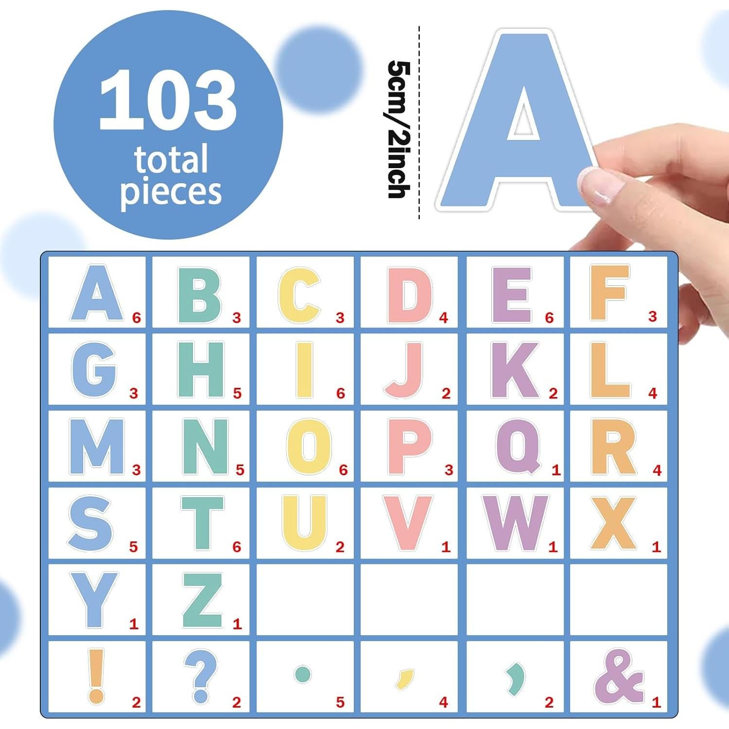 Letras Magnéticas Coloridas Qyeahkj 103 Pcs 5 cm Arcoíris Pastel