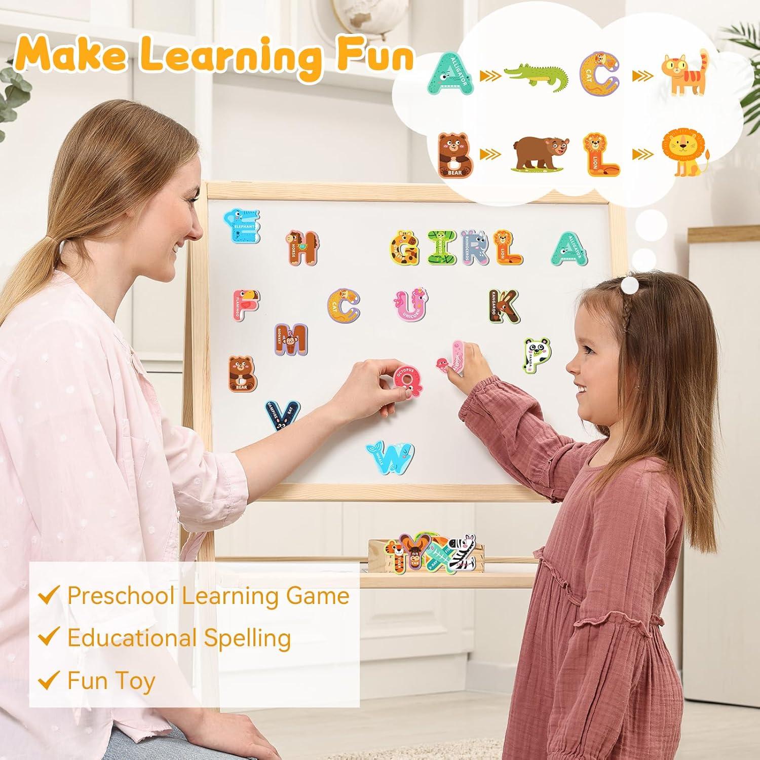 Letras Magnéticas MOWPOG 26 Piezas Alfabeto Animal Educativo