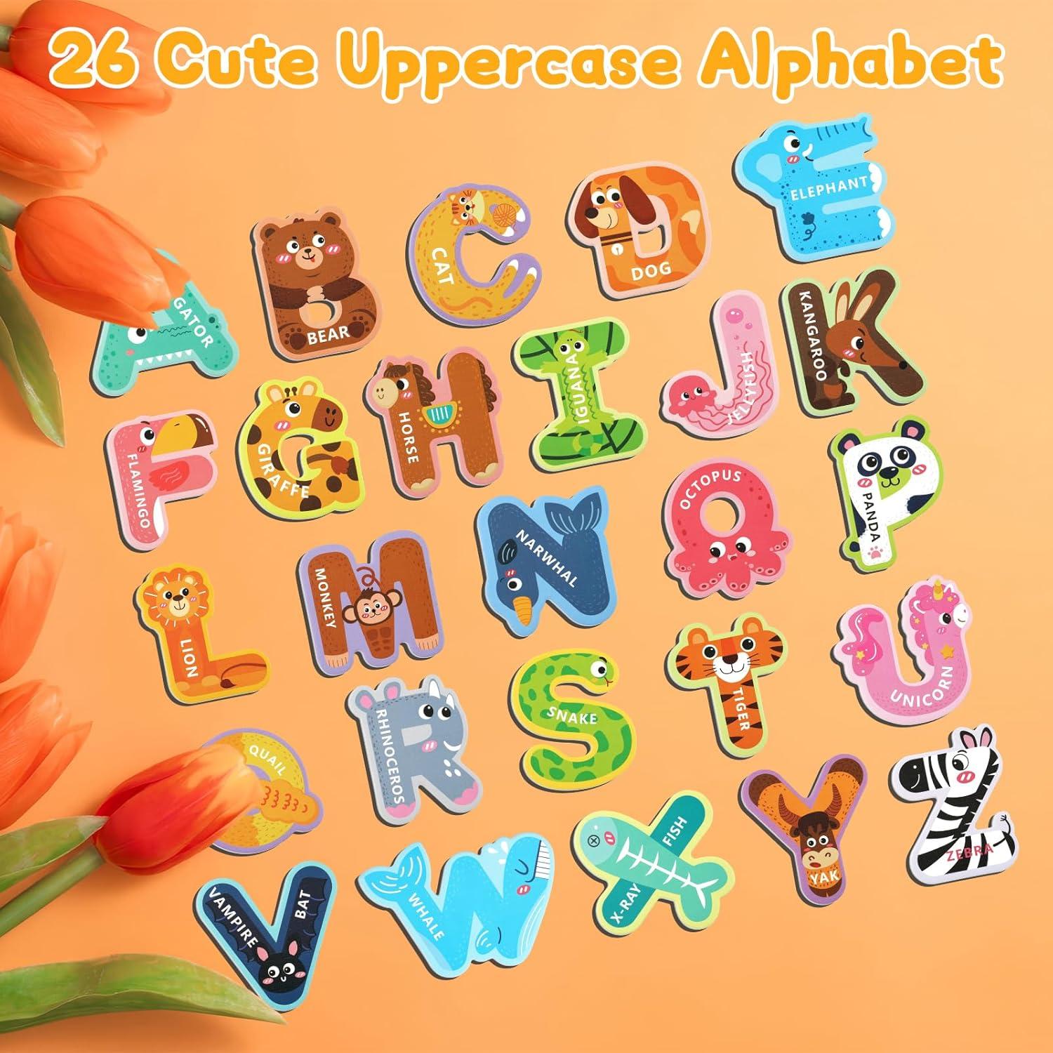 Letras Magnéticas MOWPOG 26 Piezas Alfabeto Animal Educativo