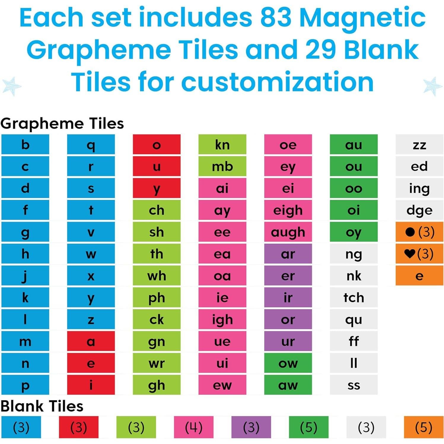 hand2mind Advancing Phonics Word Work Small Group Set, Magnetic Letter Tiles, Magnetic Letter Trays, Kindergarten Phonics Manipulatives, Phonemic Awareness, Science of Reading Classroom Materials