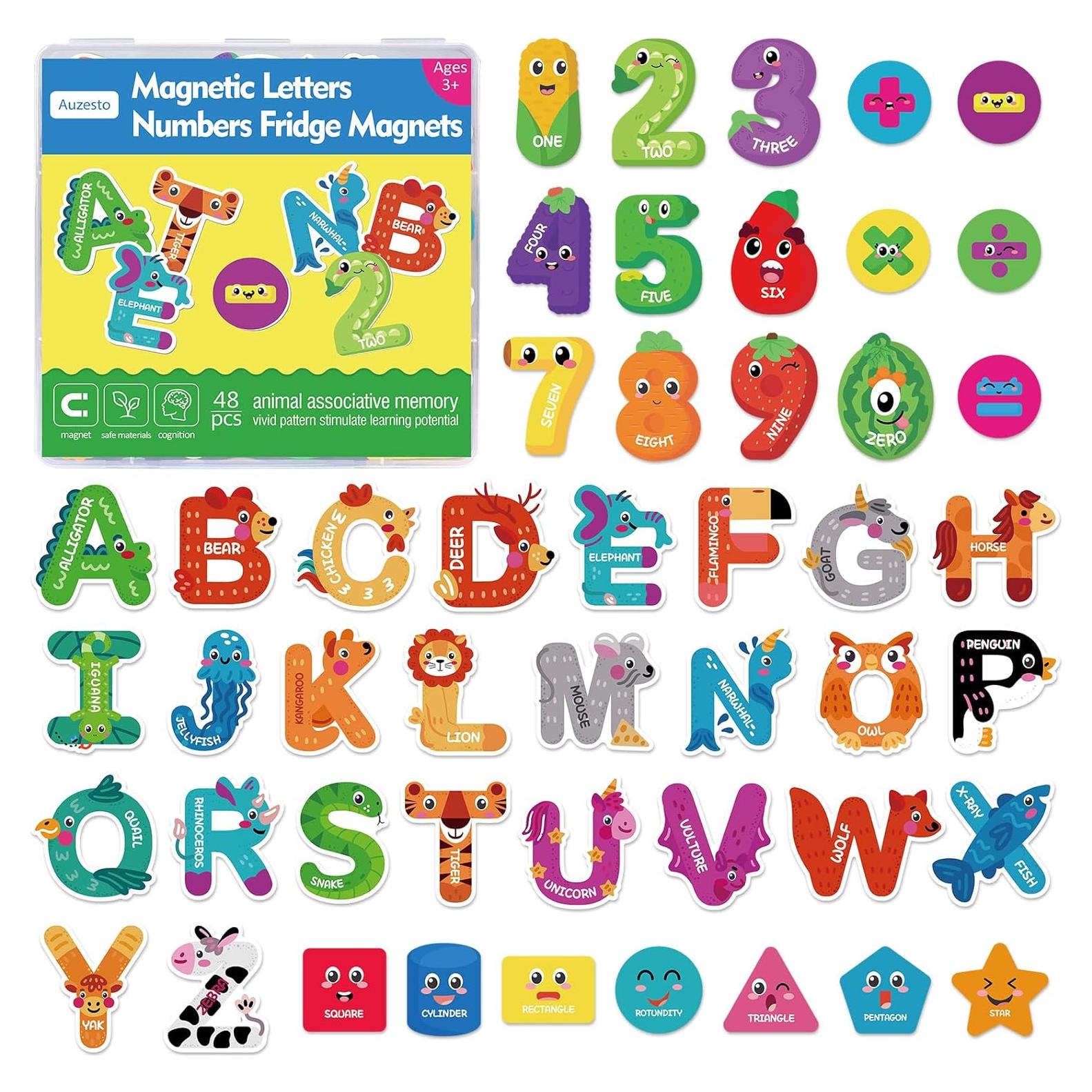 48 Piezas Letras y Números Magnéticos Auzesto para Niños