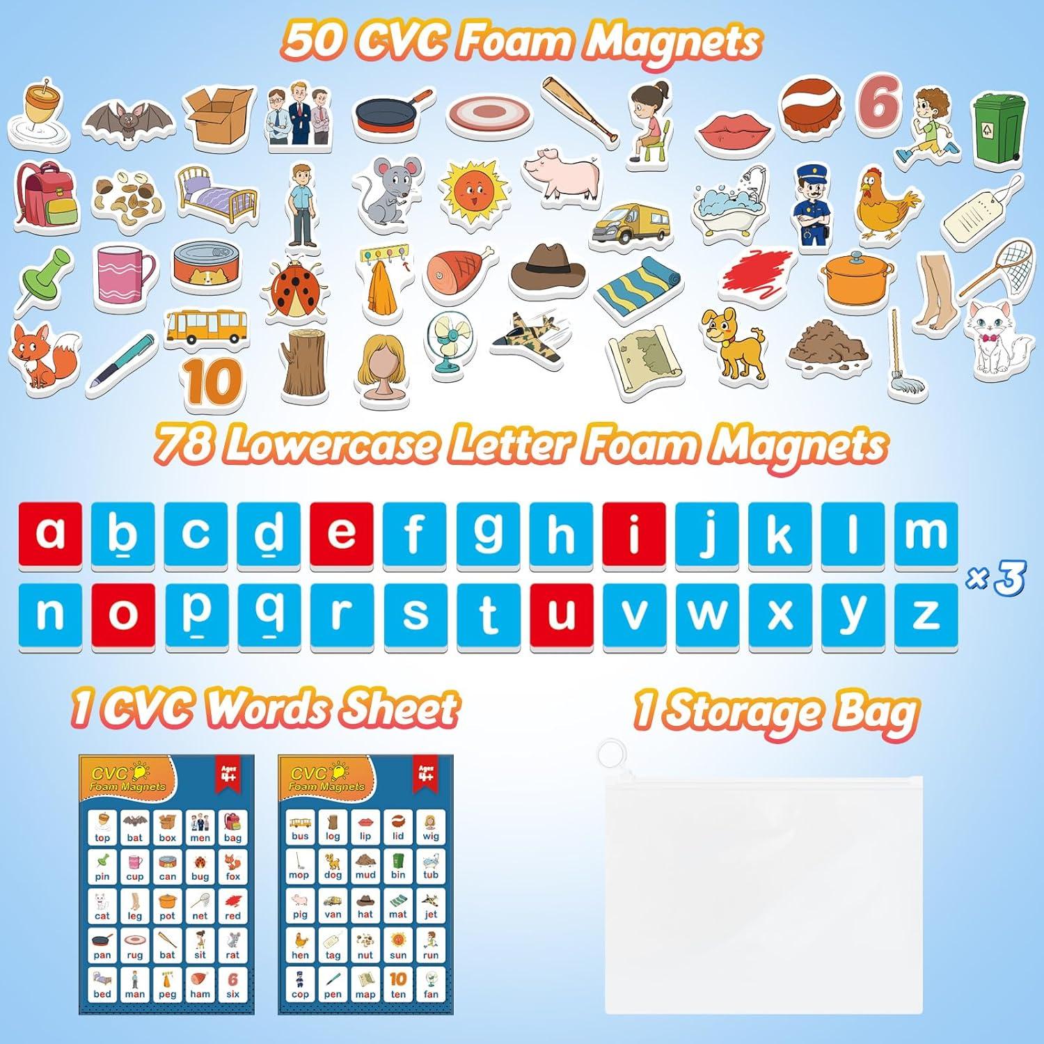 Letras Magnéticas Kasfalci 128 Piezas para Aprendizaje Infantil