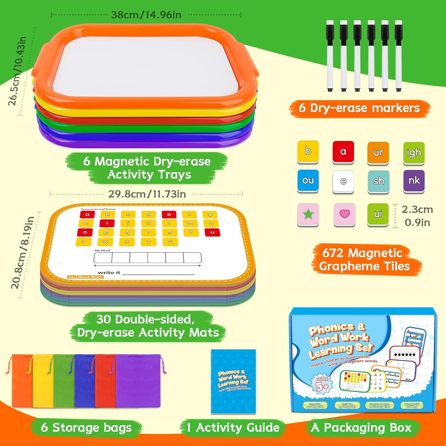 Juego de Palabras Fonéticas Edulok con Letras Magnéticas y Tableros
