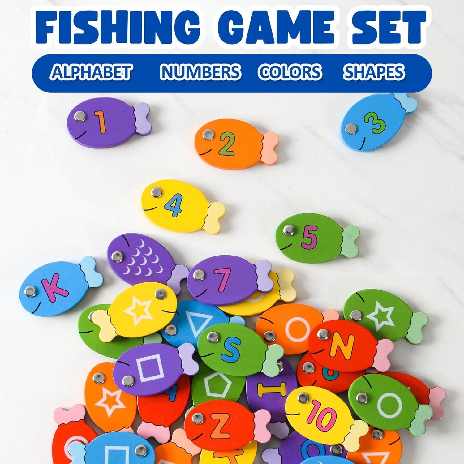 Juego de Pesca Magnético de Madera Haktoys 4-en-1 Educativo