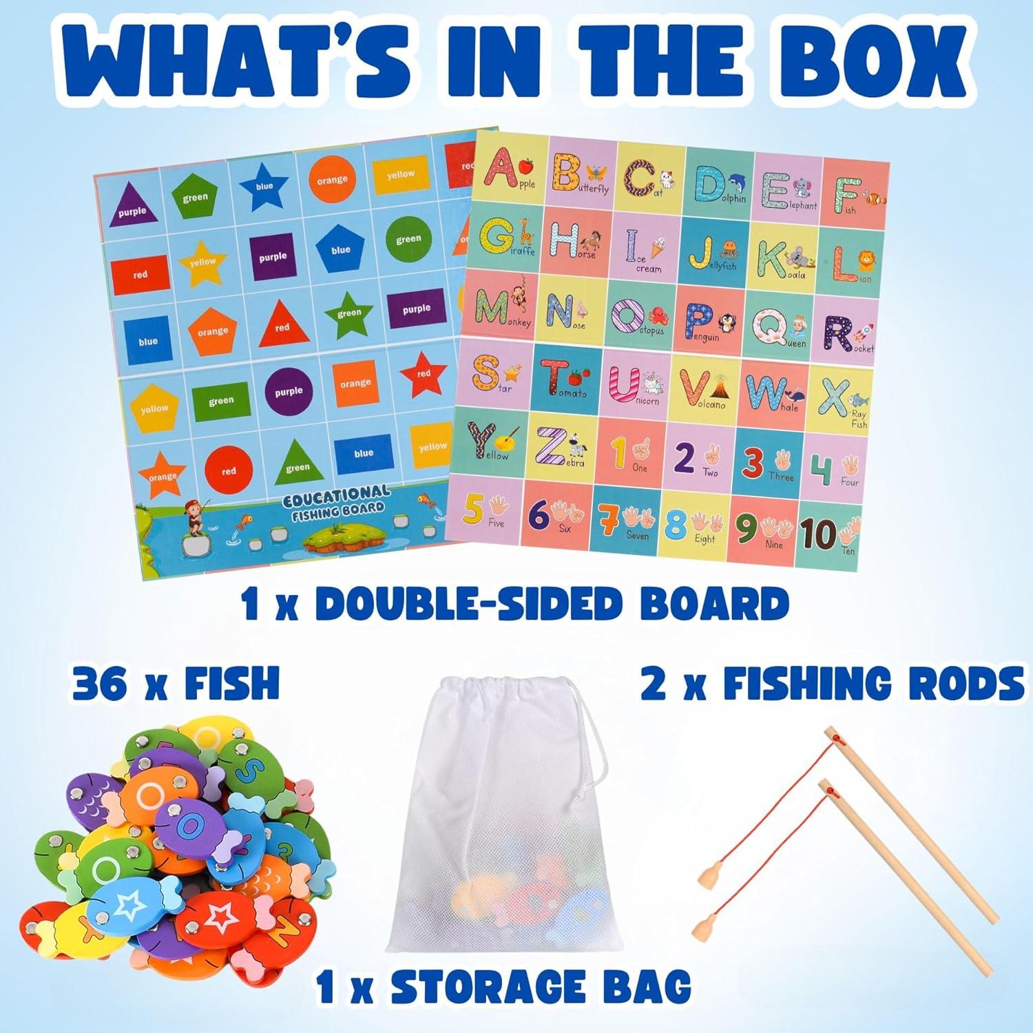 Juego de Pesca Magnético de Madera Haktoys 4-en-1 Educativo