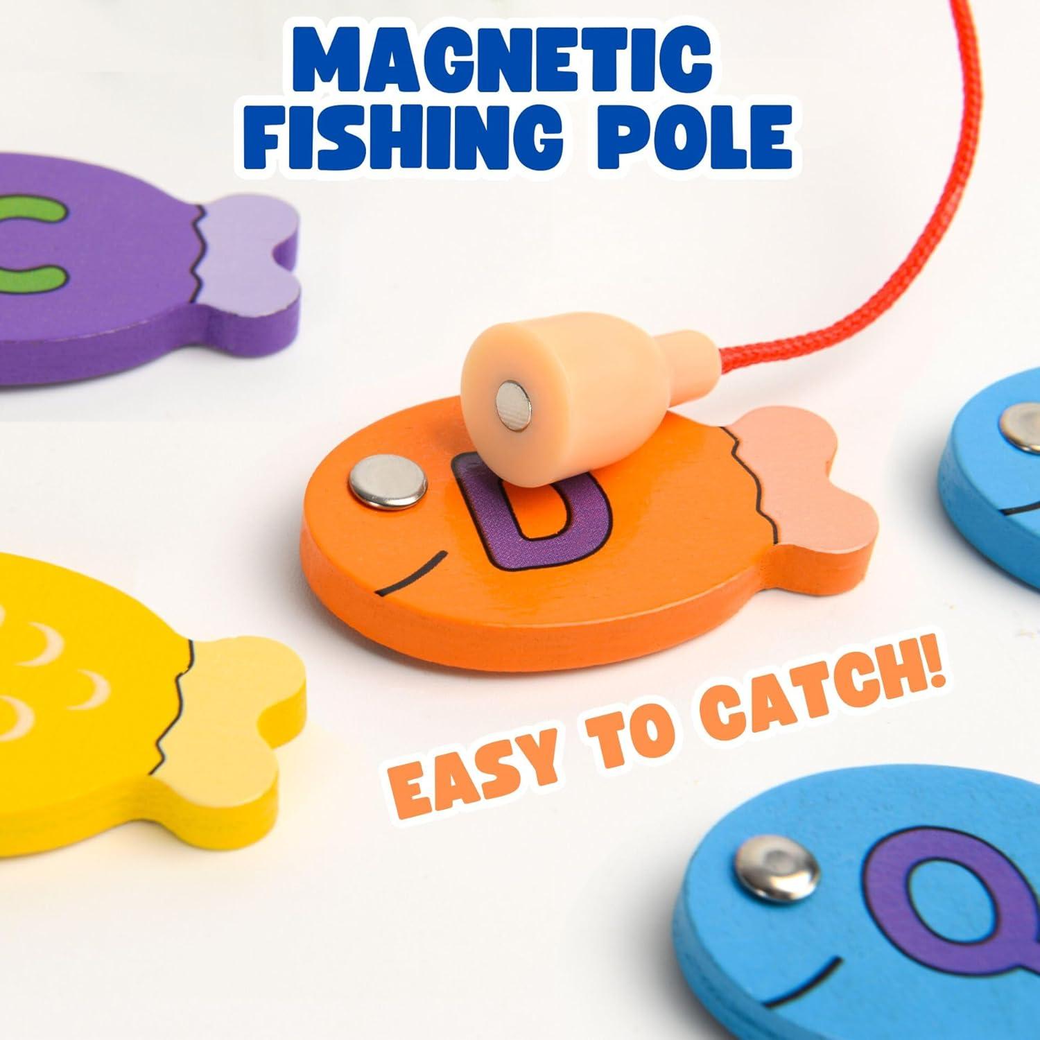 Juego de Pesca Magnético de Madera Haktoys 4-en-1 Educativo