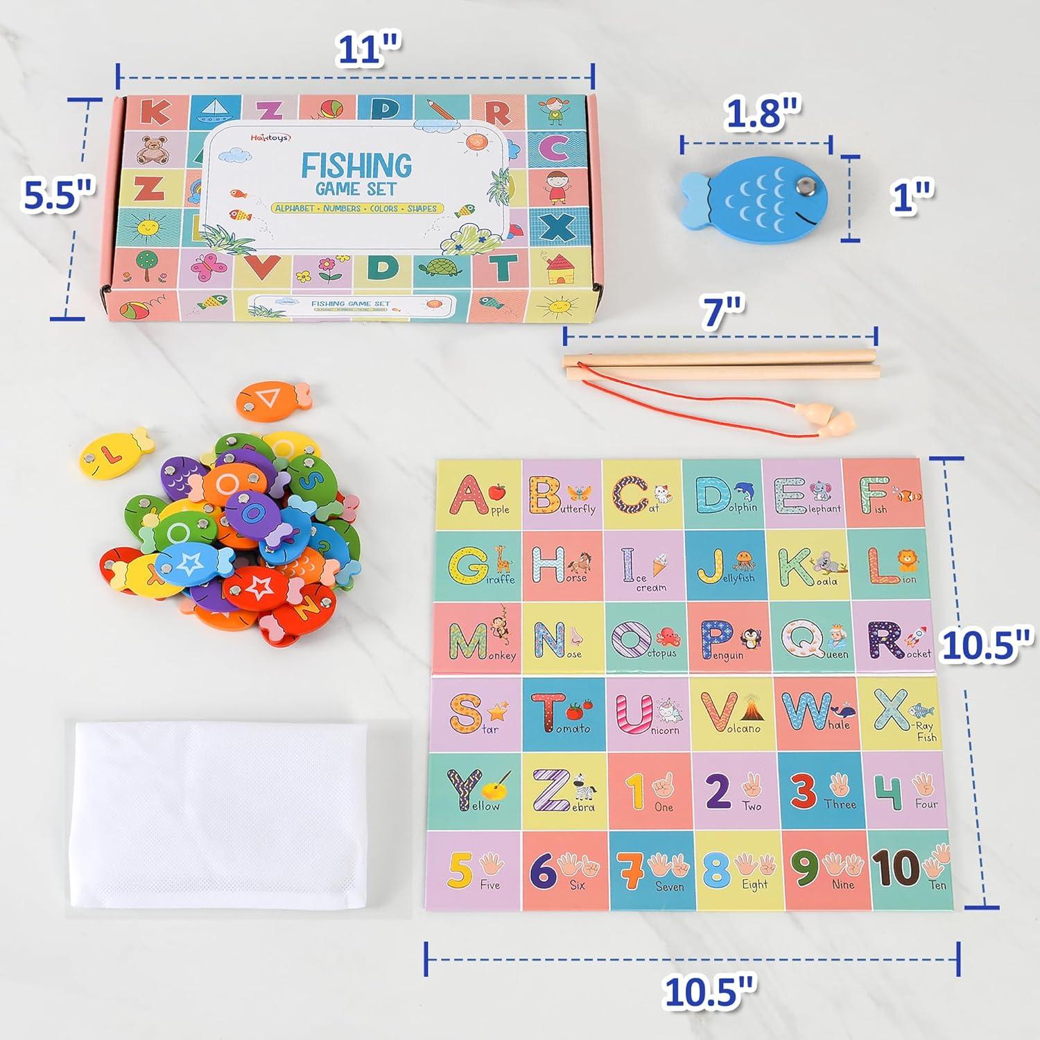 Juego de Pesca Magnético de Madera Haktoys 4-en-1 Educativo