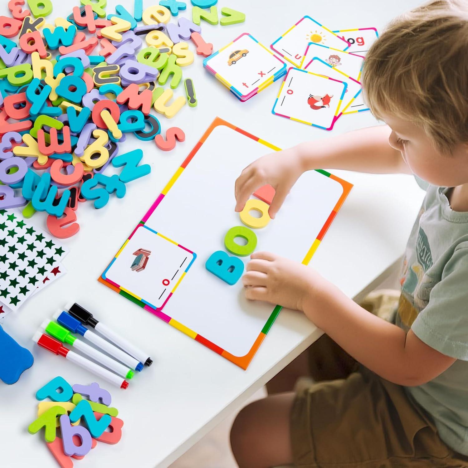 Letras Magnéticas de Madera 278 Piezas con Tarjetas - Juguetes Educativos