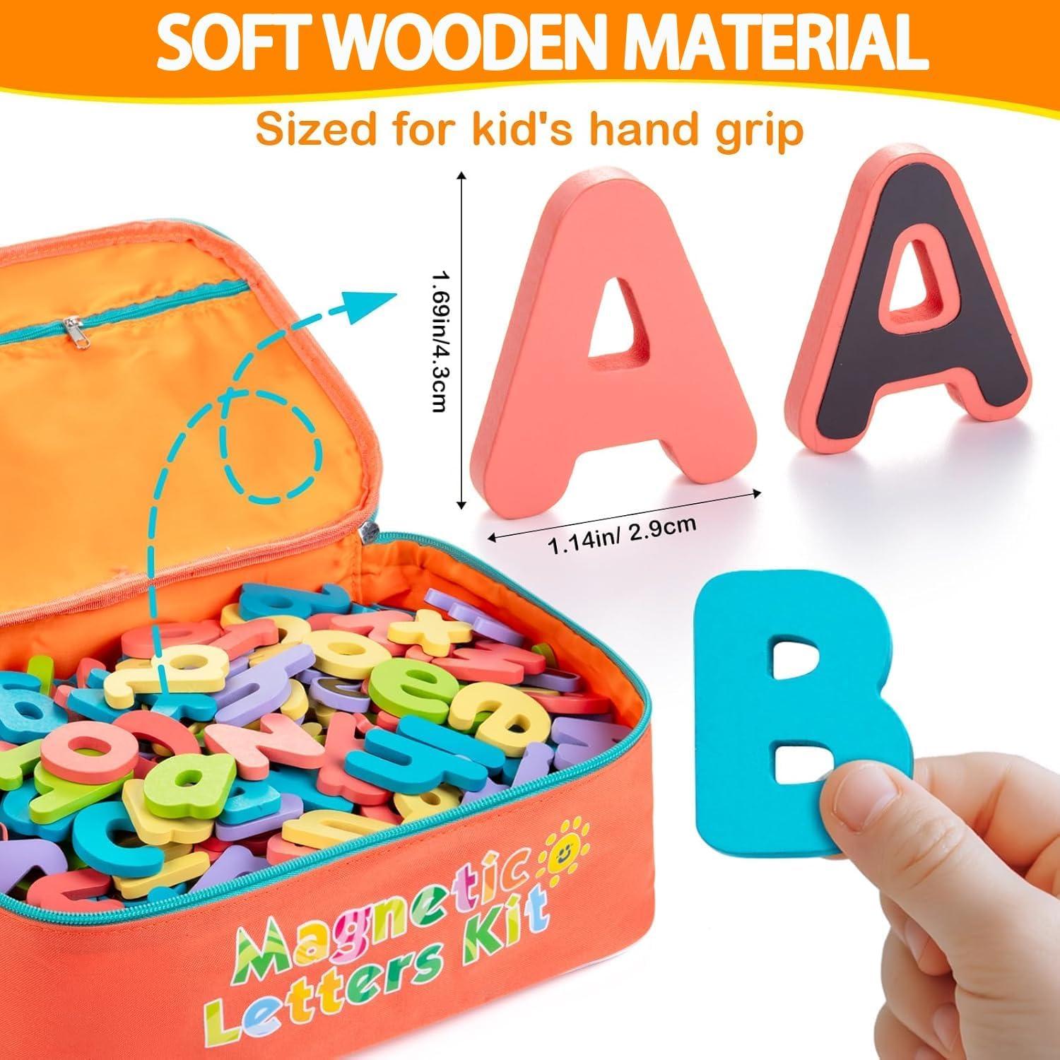 Letras Magnéticas de Madera 278 Piezas con Tarjetas - Juguetes Educativos