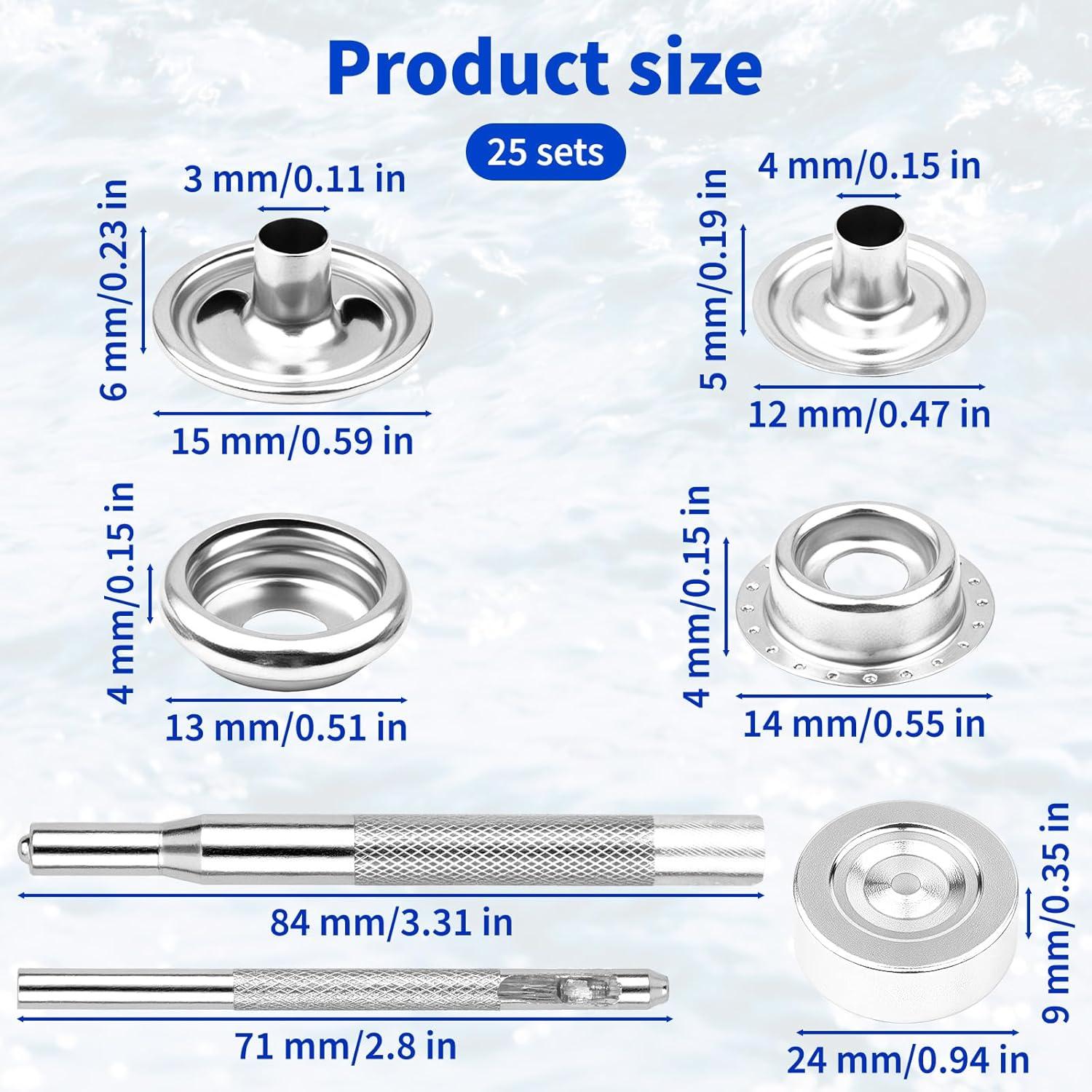 Kit de 103 Botones de Presión Acero Inoxidable Fampery