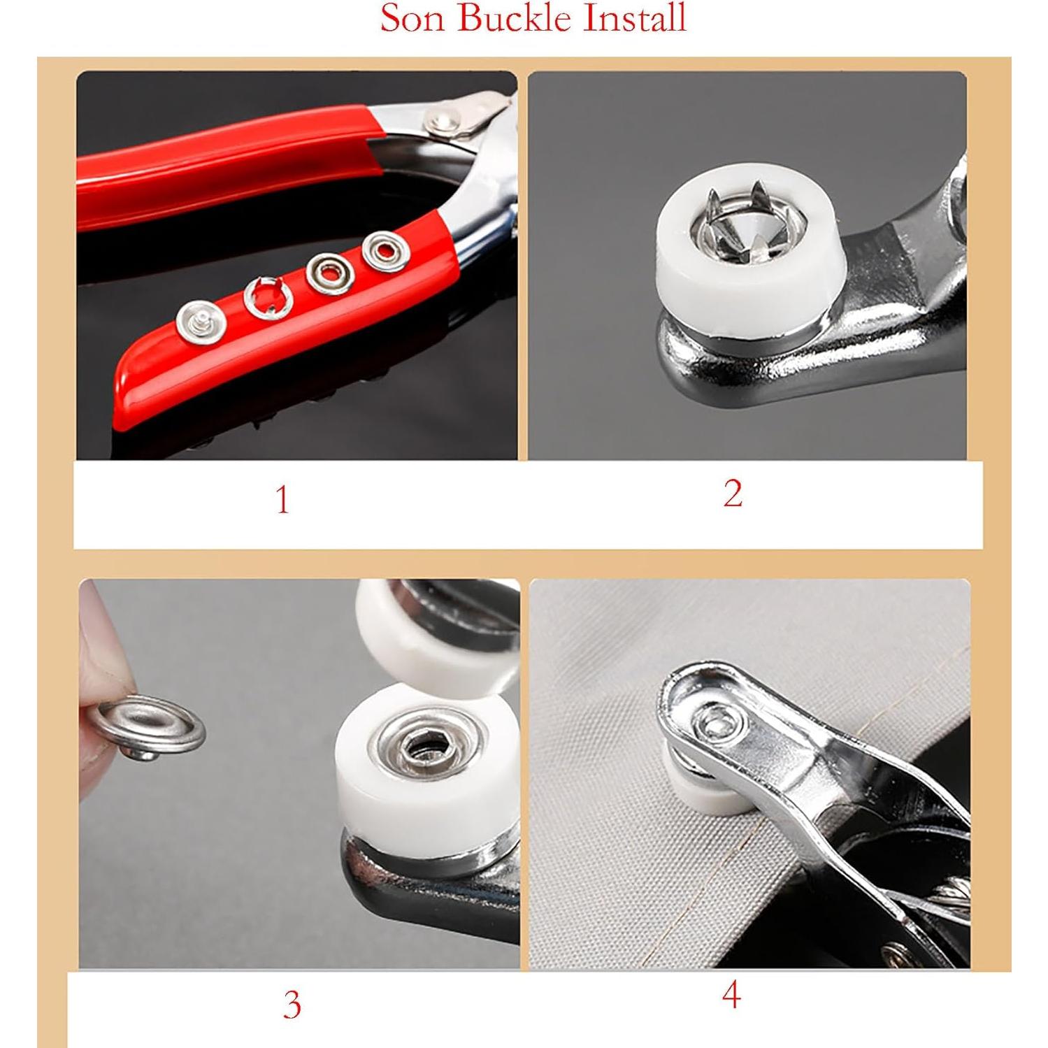 Kit de Botones a Presión YIKANGHENG 100 Pares + Alicates 15.24 cm