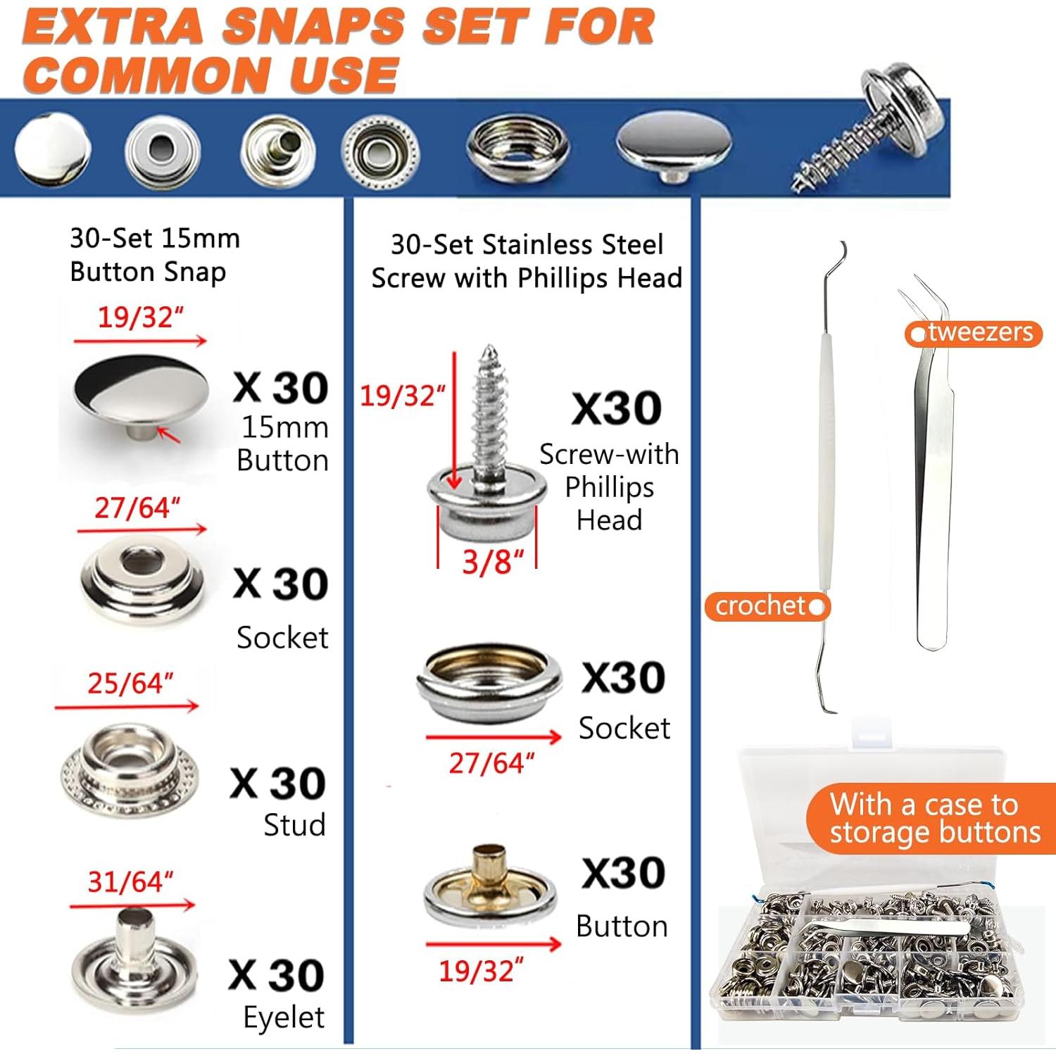 Kit de Botones de Presión MinliGUY 15mm para Barcos y Lonas