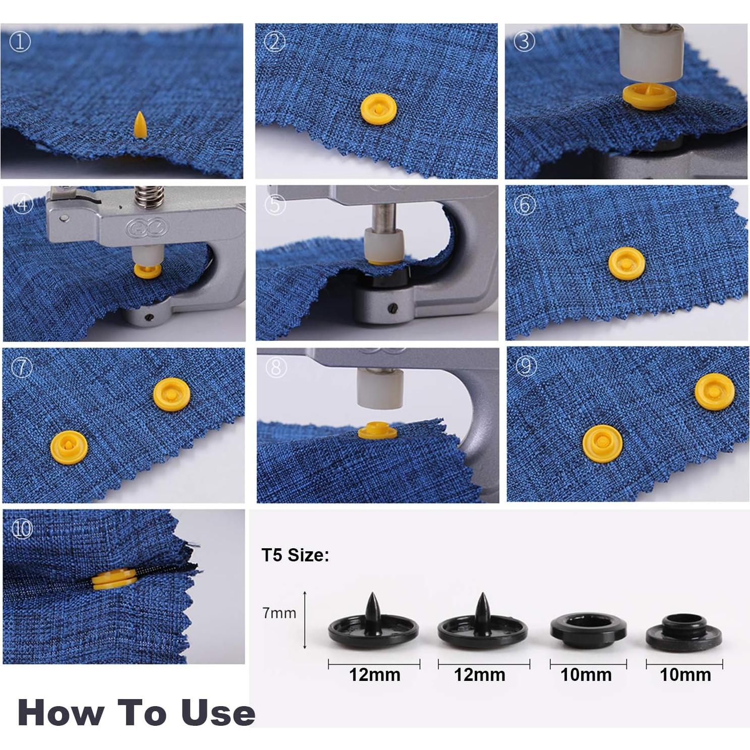 Kit de Botones a Presión EuTengHao 1440 Piezas T5 con Alicates